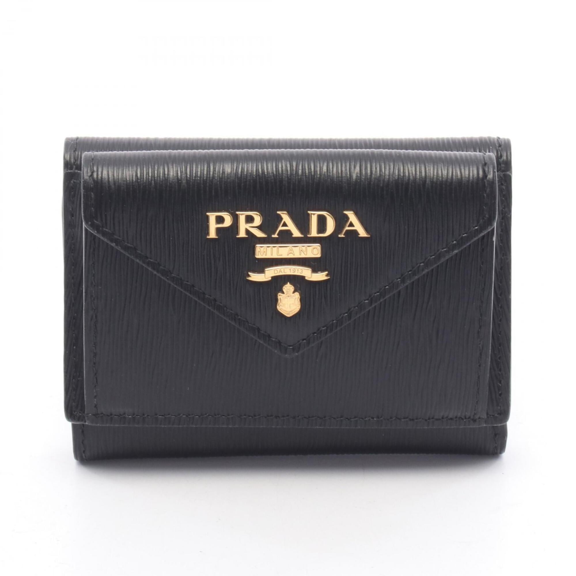 Prada Black Leather Wallet (Tri-Fold) (Pre-Owned)
