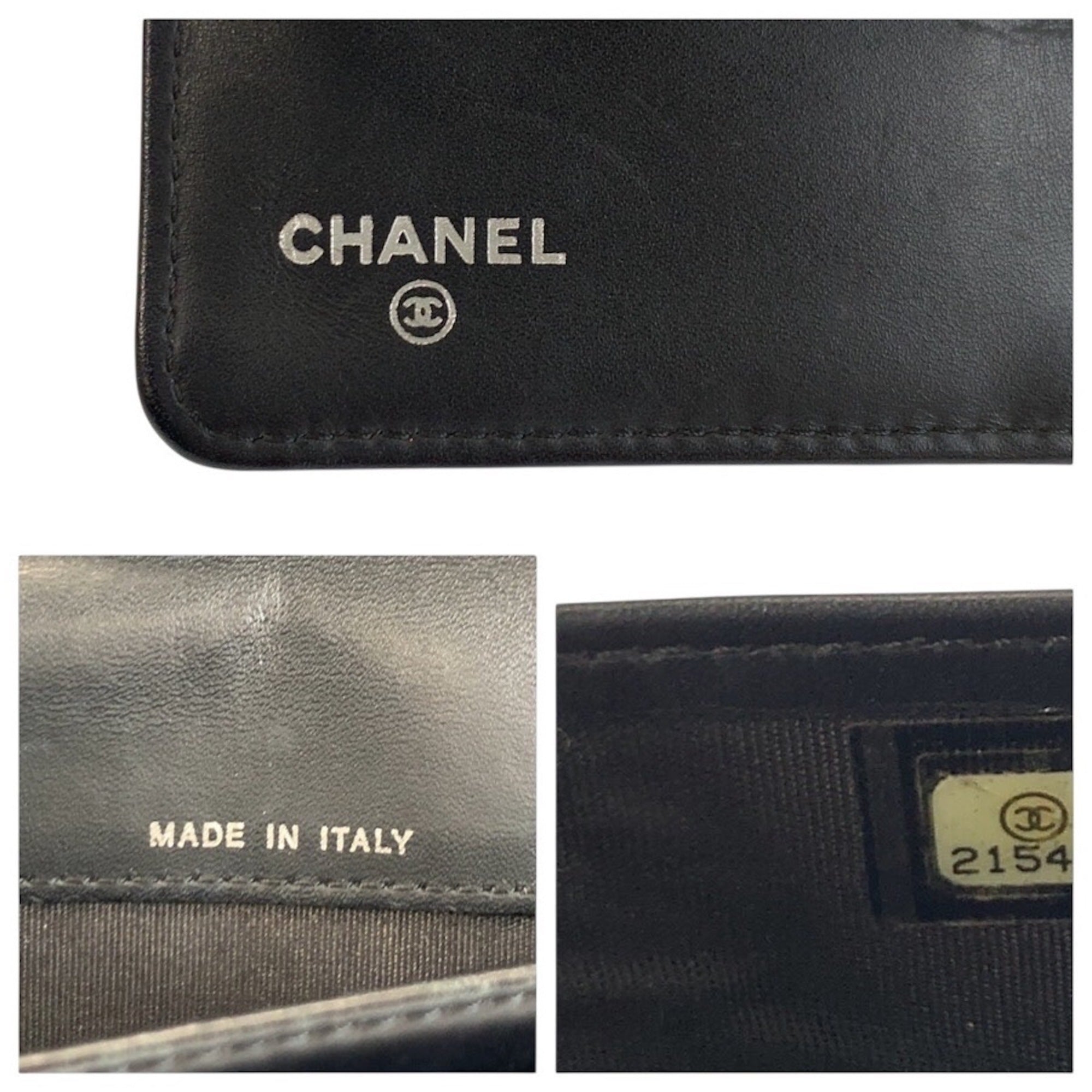 Chanel Black Leather Long Wallet (Bi-Fold) (Pre-Owned)