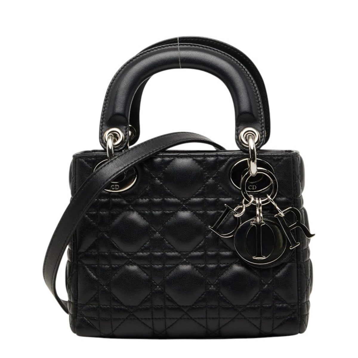 Christian Dior Black Leather Handbag Shoulder Bag (Pre-Owned)