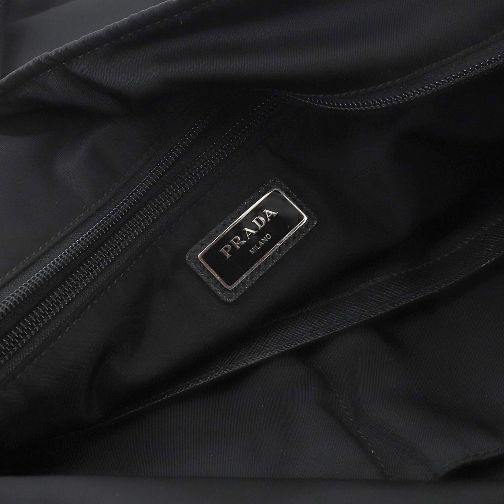 Prada Black Nero Nylon Saffiano Triangle Handbag Tote Bag (Pre-Owned)