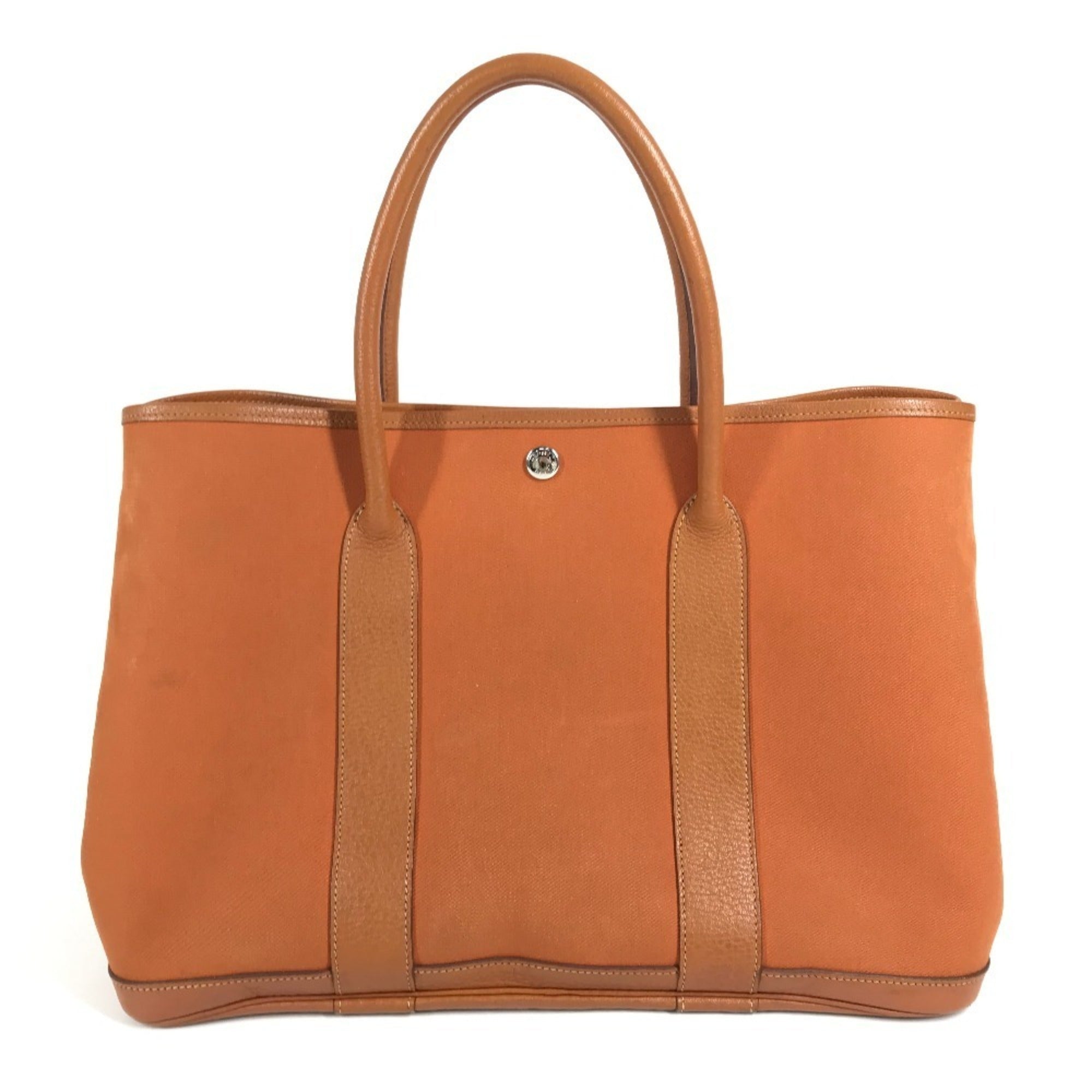 Hermes Orange Negonda Leather Canvas Handbag Shoulder Bag Tote Bag (Pre-Owned)