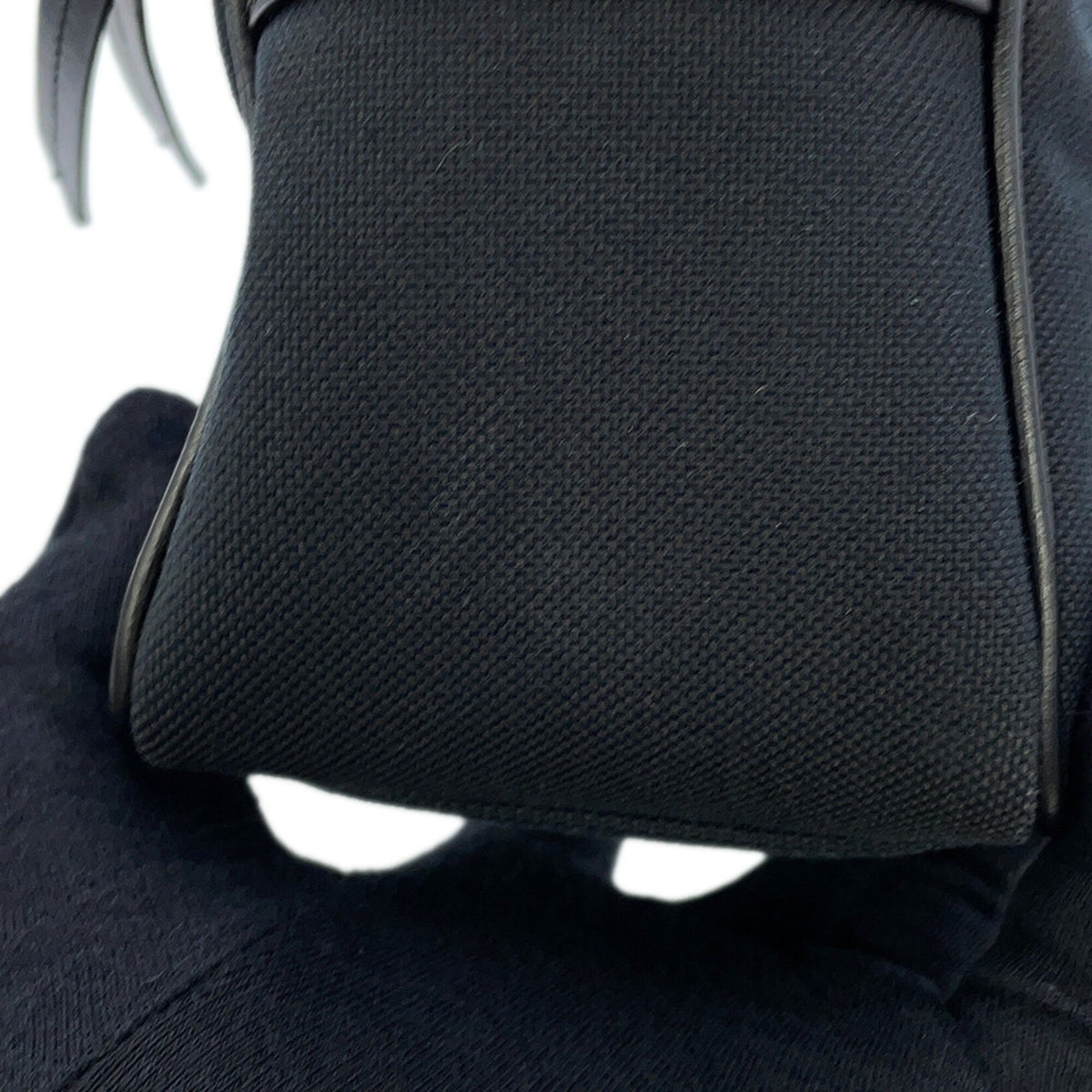 Prada Black Canvas Leather Handbag Shoulder Bag (Pre-Owned)