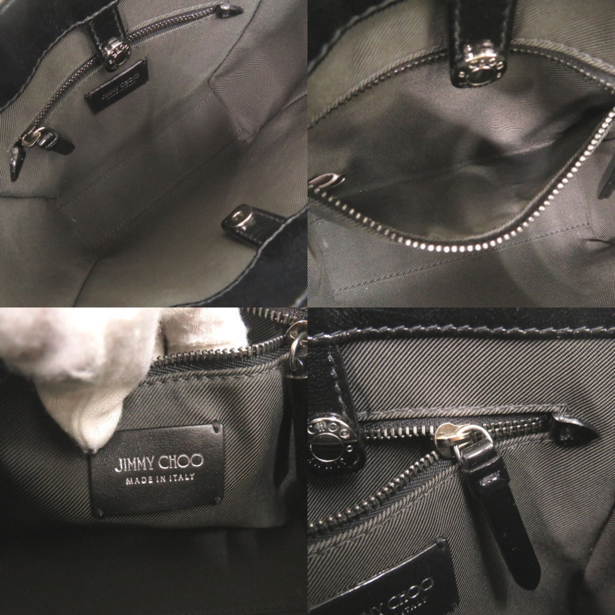 Jimmy Choo Black Patent Leather Handbag Shoulder Bag (Pre-Owned)