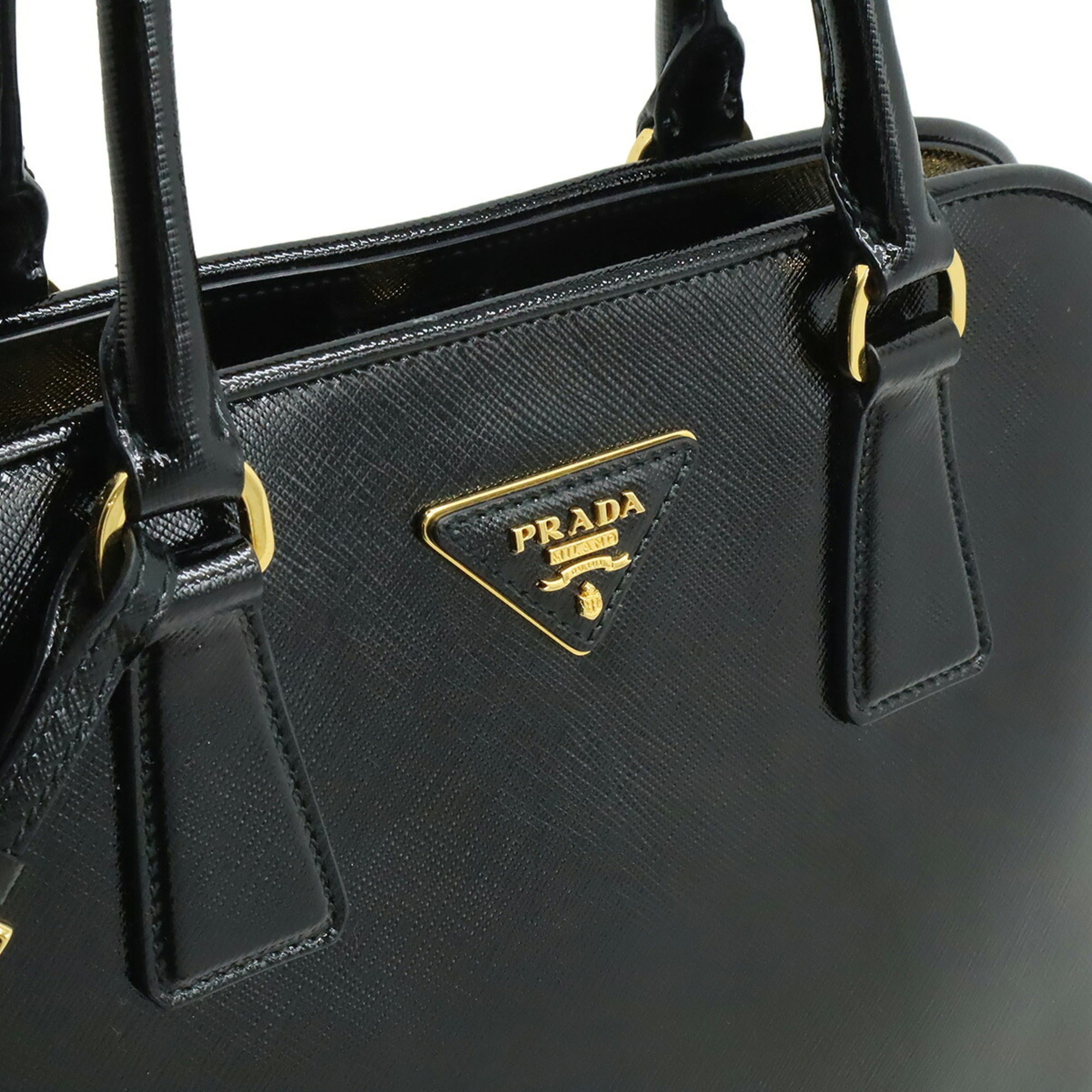Prada Black Nero Patent Leather Handbag Shoulder Bag (Pre-Owned)
