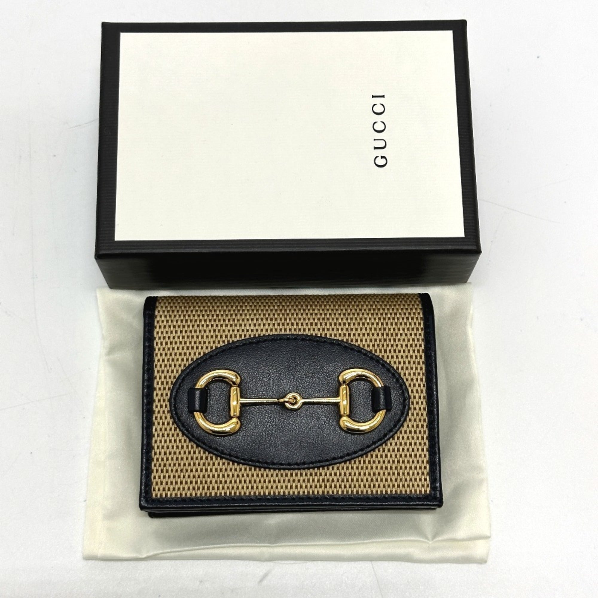Gucci Beige Canvas Leather Wallet (Tri-Fold) (Pre-Owned)