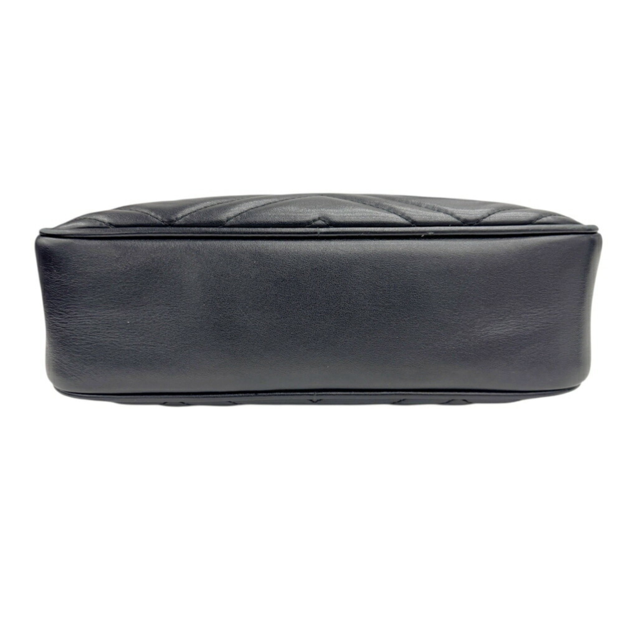 Gucci Gg Marmont Black Leather Shoulder Bag (Pre-Owned)
