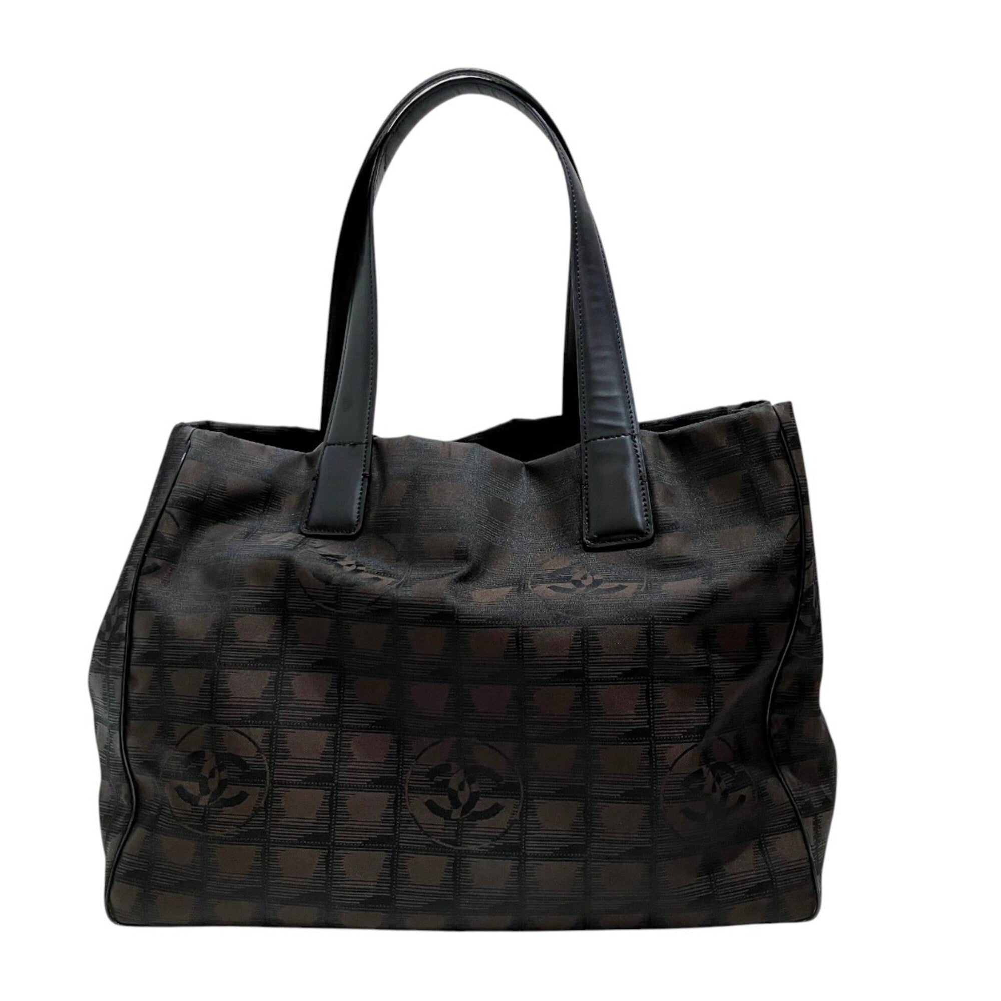 Chanel New Travel Line Brown New Travel Line Nylon Leather Tote Bag (Pre-Owned)