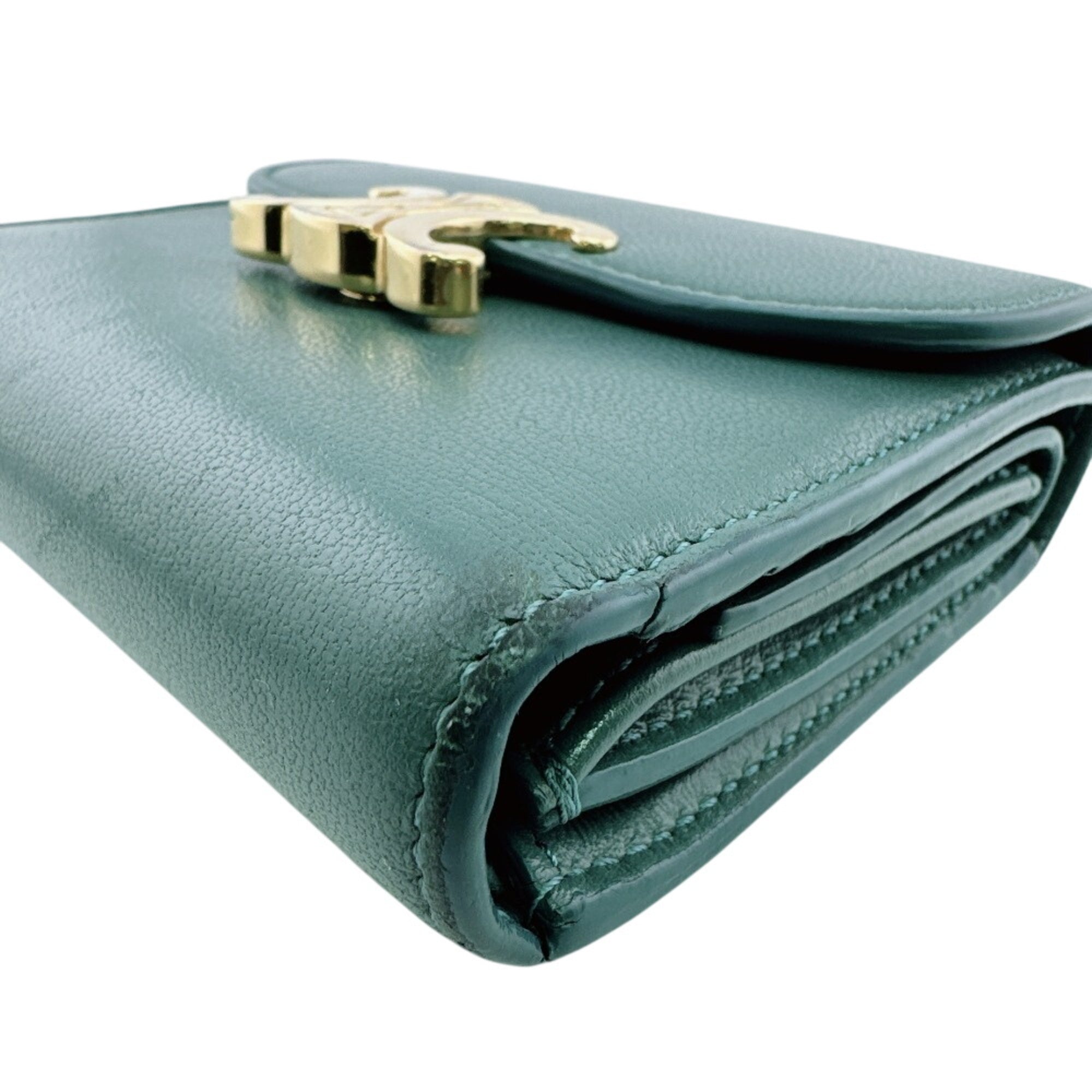 Celine Green Leather Wallet (Tri-Fold) (Pre-Owned)