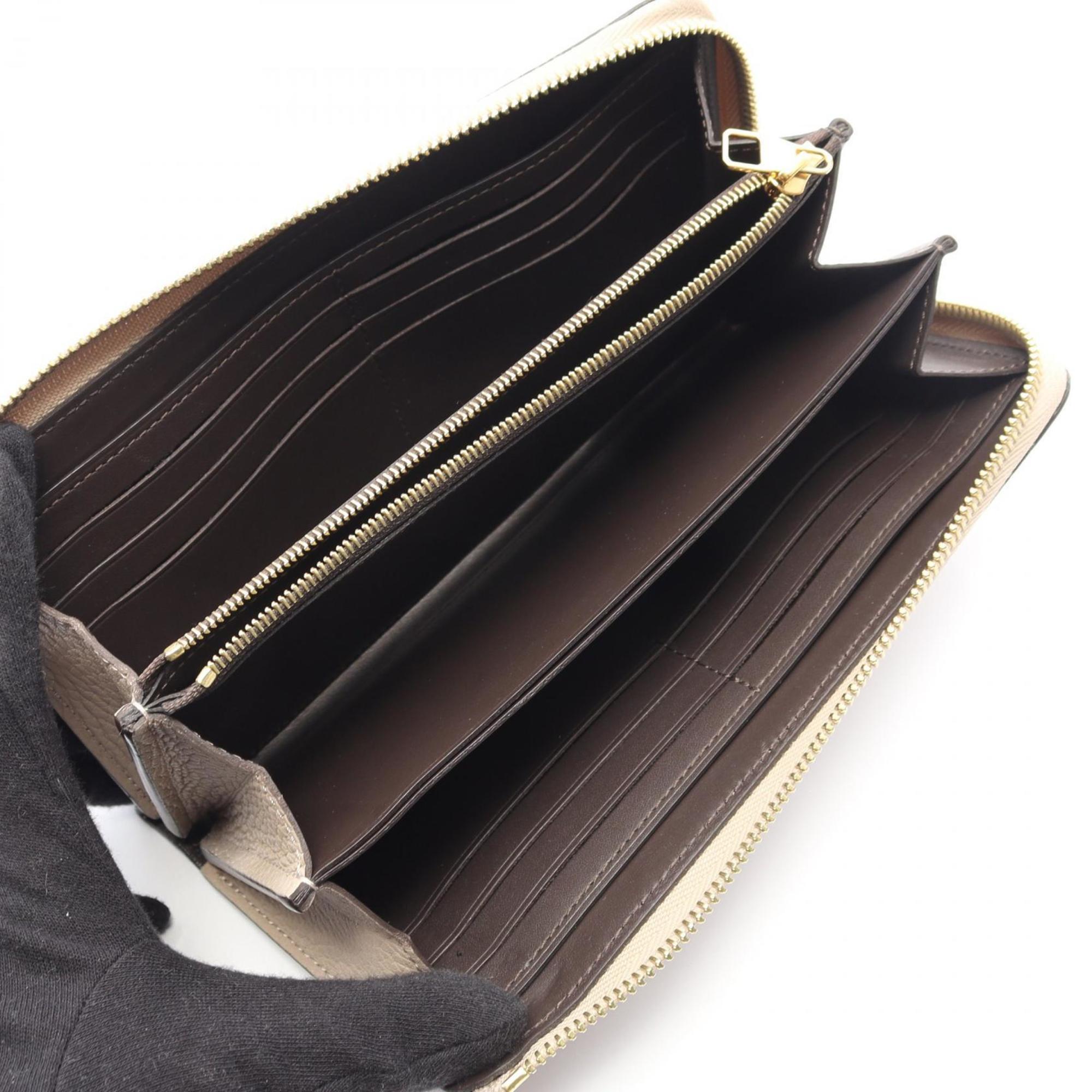 Louis Vuitton Beige Leather Long Wallet (Bi-Fold) (Pre-Owned)