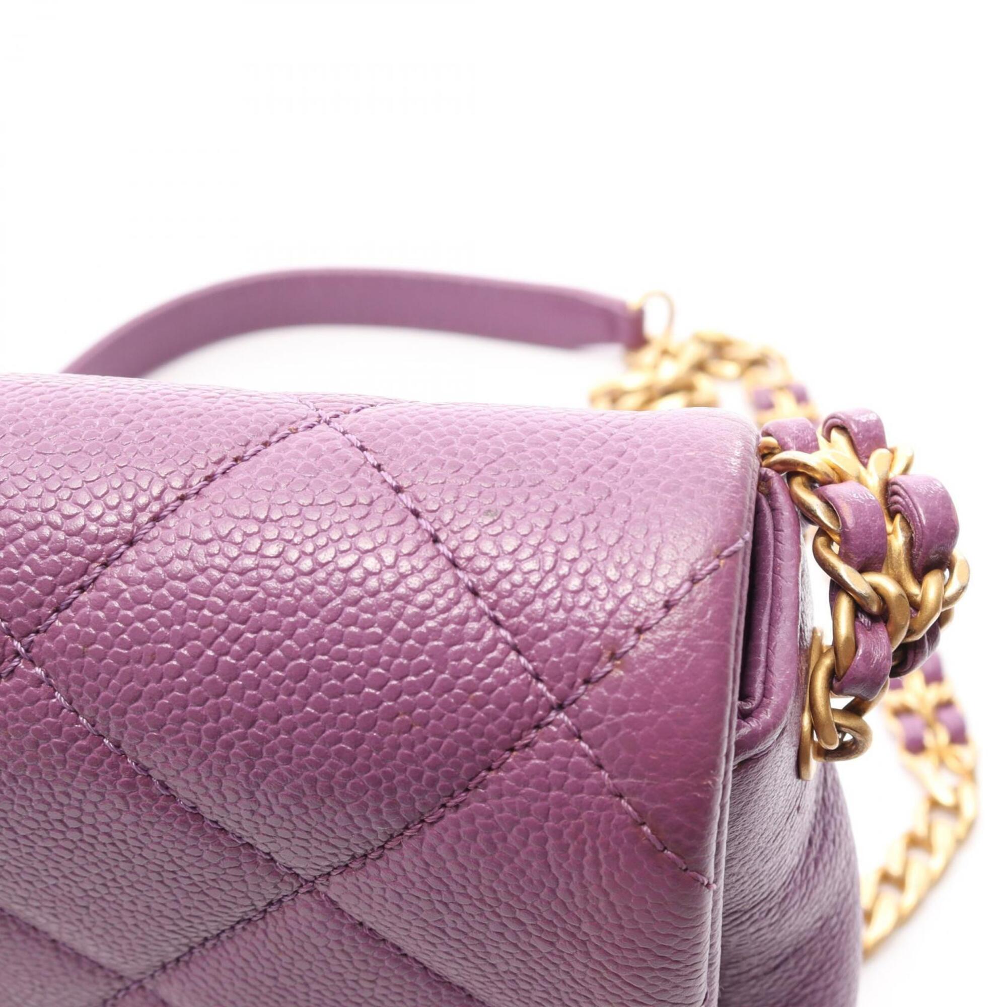 Chanel Purple Leather Handbag Shoulder Bag (Pre-Owned)