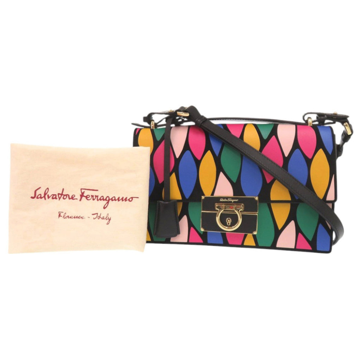 Salvatore Ferragamo Multi-Color Leather Suede Handbag Shoulder Bag (Pre-Owned)
