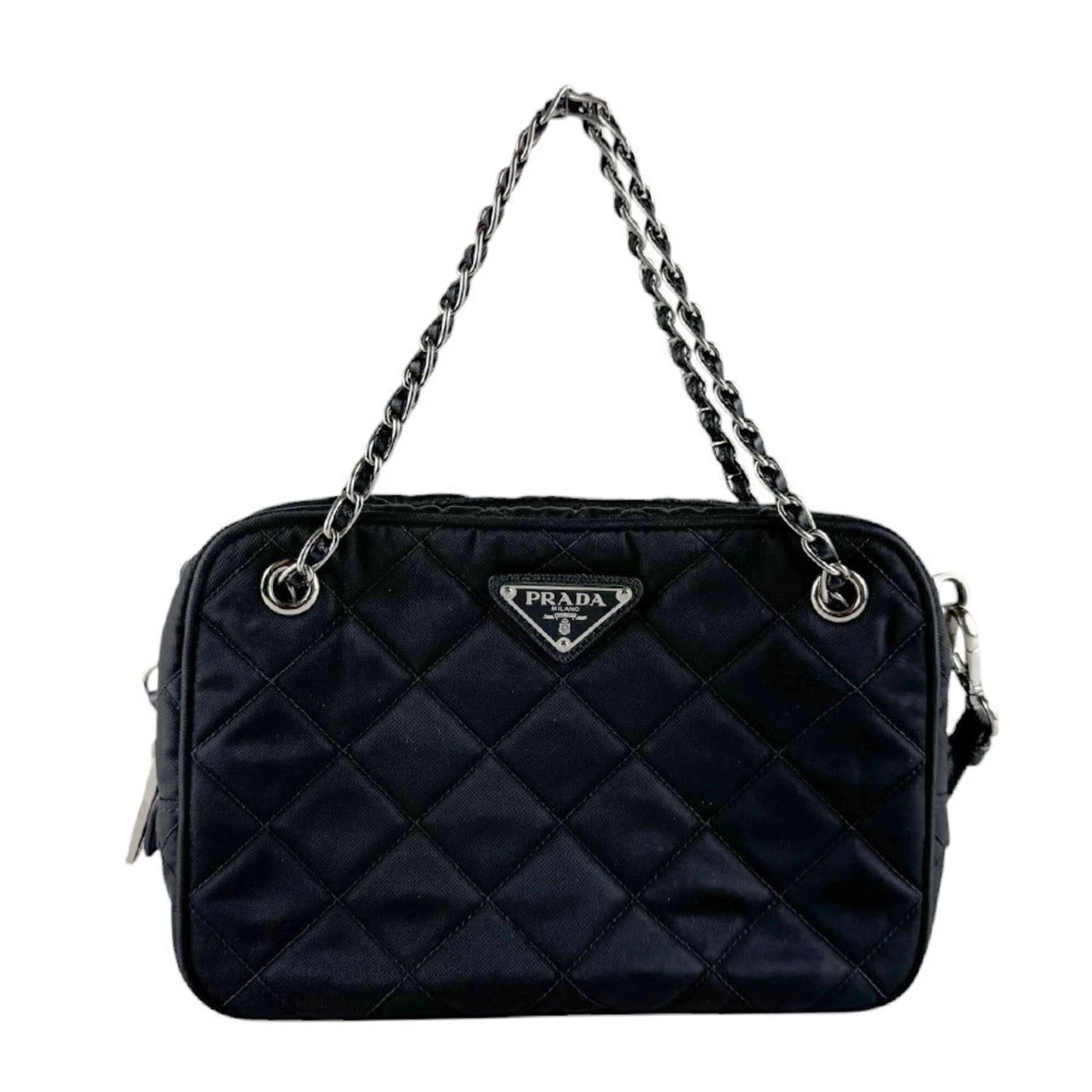 Prada Black Nylon Leather Handbag (Pre-Owned)