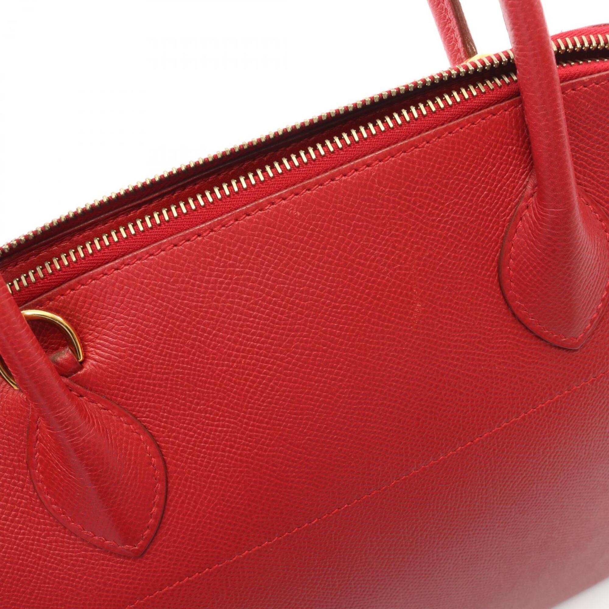 Hermes Red Color Courchevel Leather Handbag (Pre-Owned)