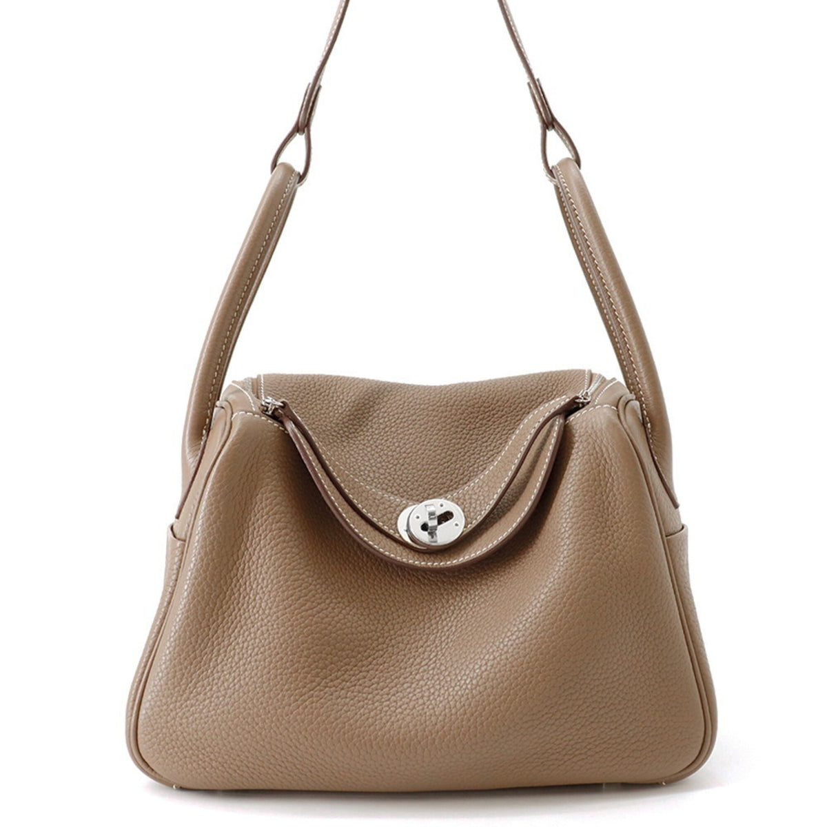 Hermes Lindy Etoupe Gray Taurillon Clemence Leather Handbag Shoulder Bag (Pre-Owned)