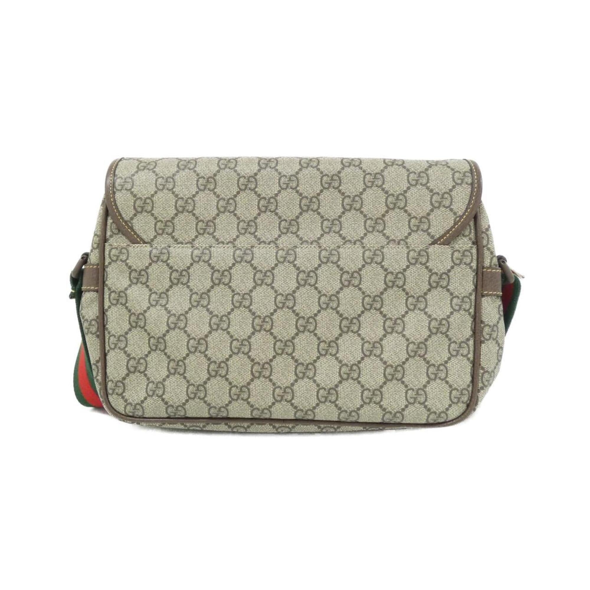 Gucci Beige Brown Gg Supreme Canvas Shoulder Bag (Pre-Owned)