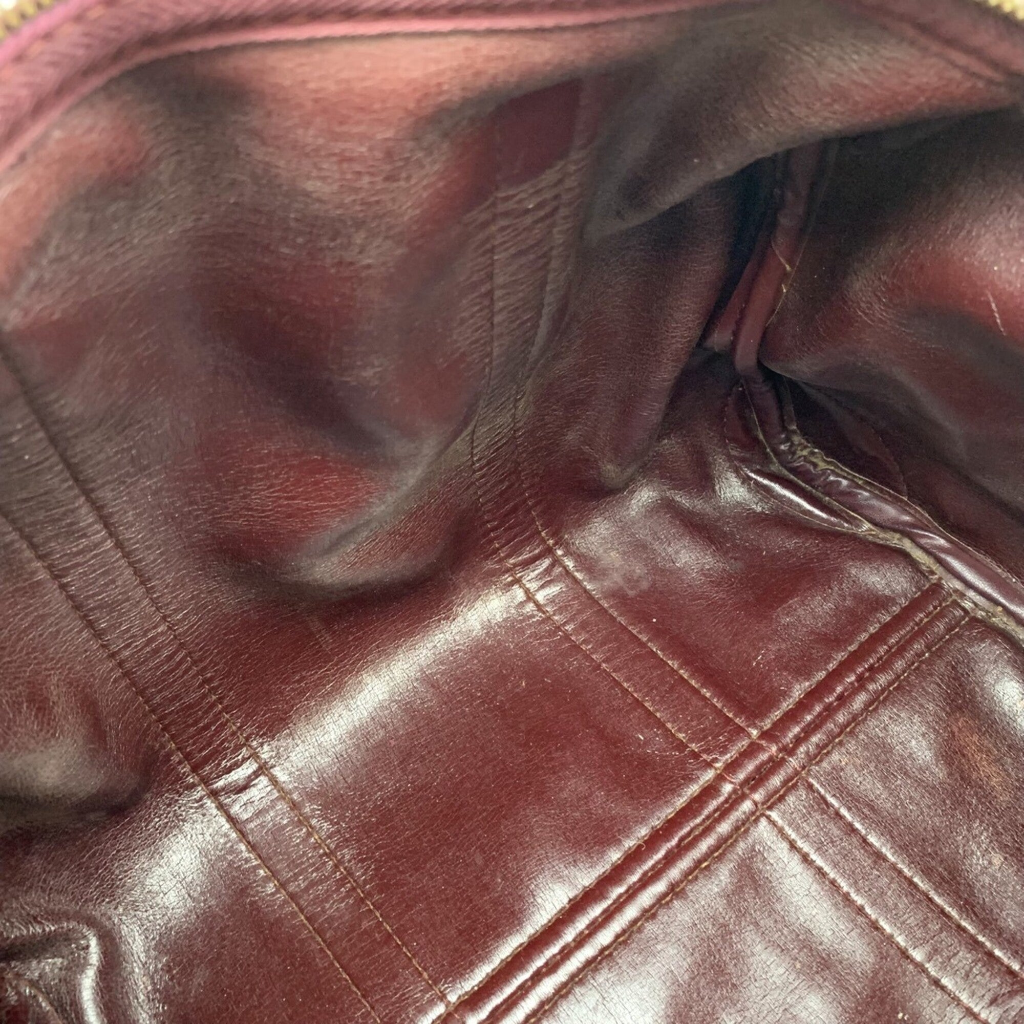 Christian Dior Red Color Wine Trotter Canvas Leather Boston Bag (Pre-Owned)