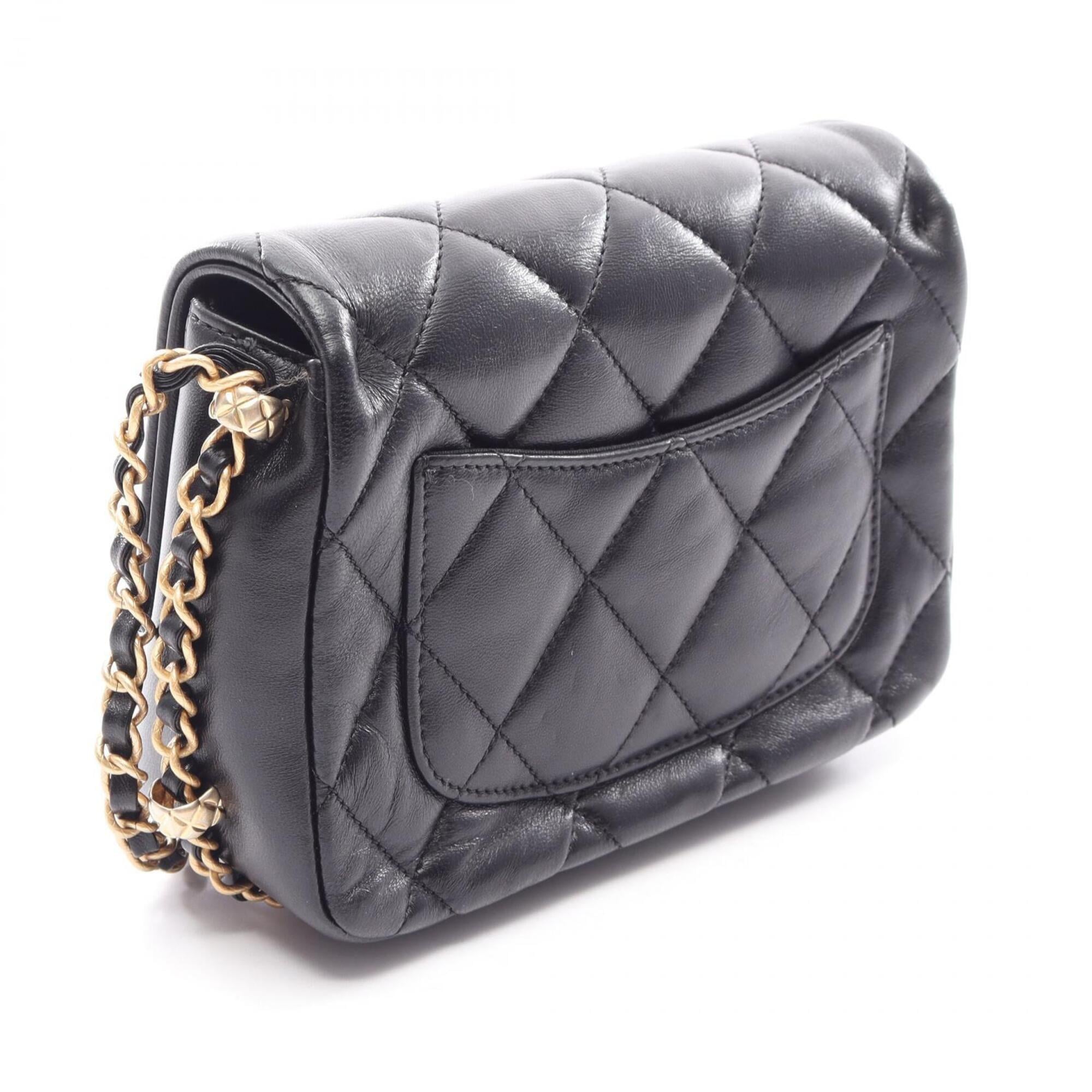 Chanel Black Leather Handbag Shoulder Bag (Pre-Owned)
