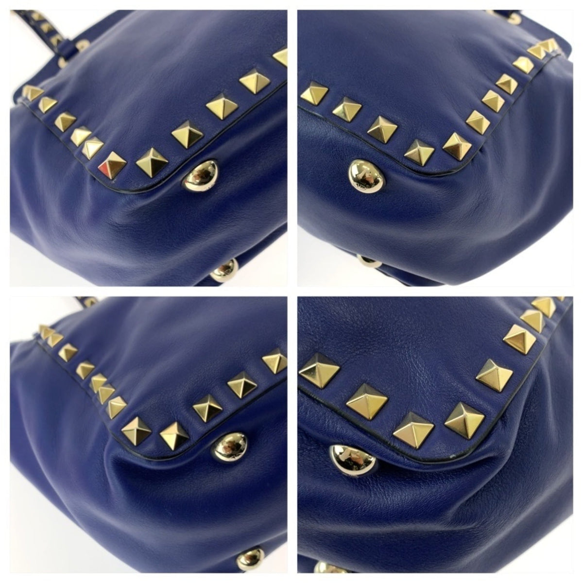 Valentino Blue Leather Shoulder Bag Tote Bag (Pre-Owned)