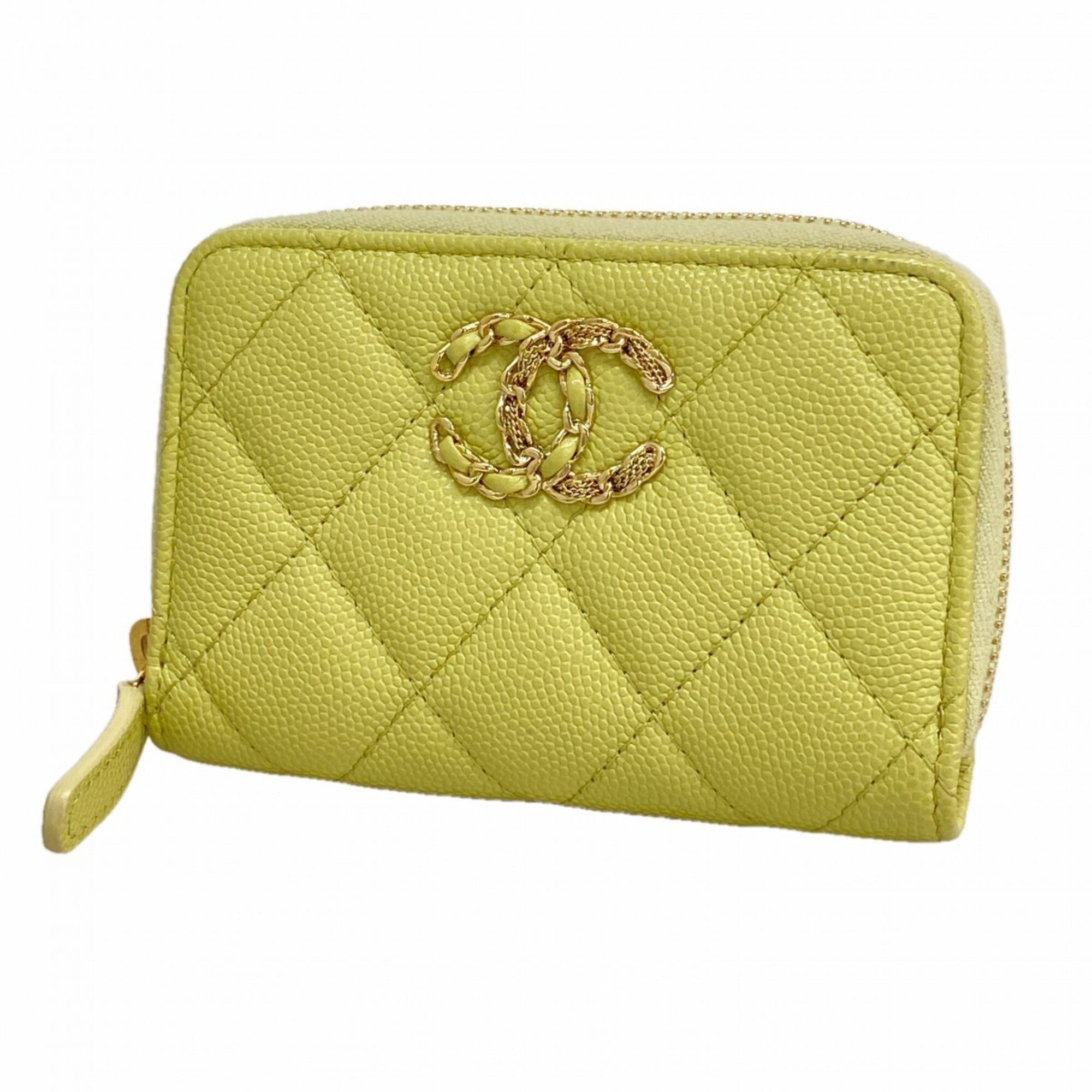 Chanel Light Green Grained Calfskin Coin Purse/Coin Case (Pre-Owned)
