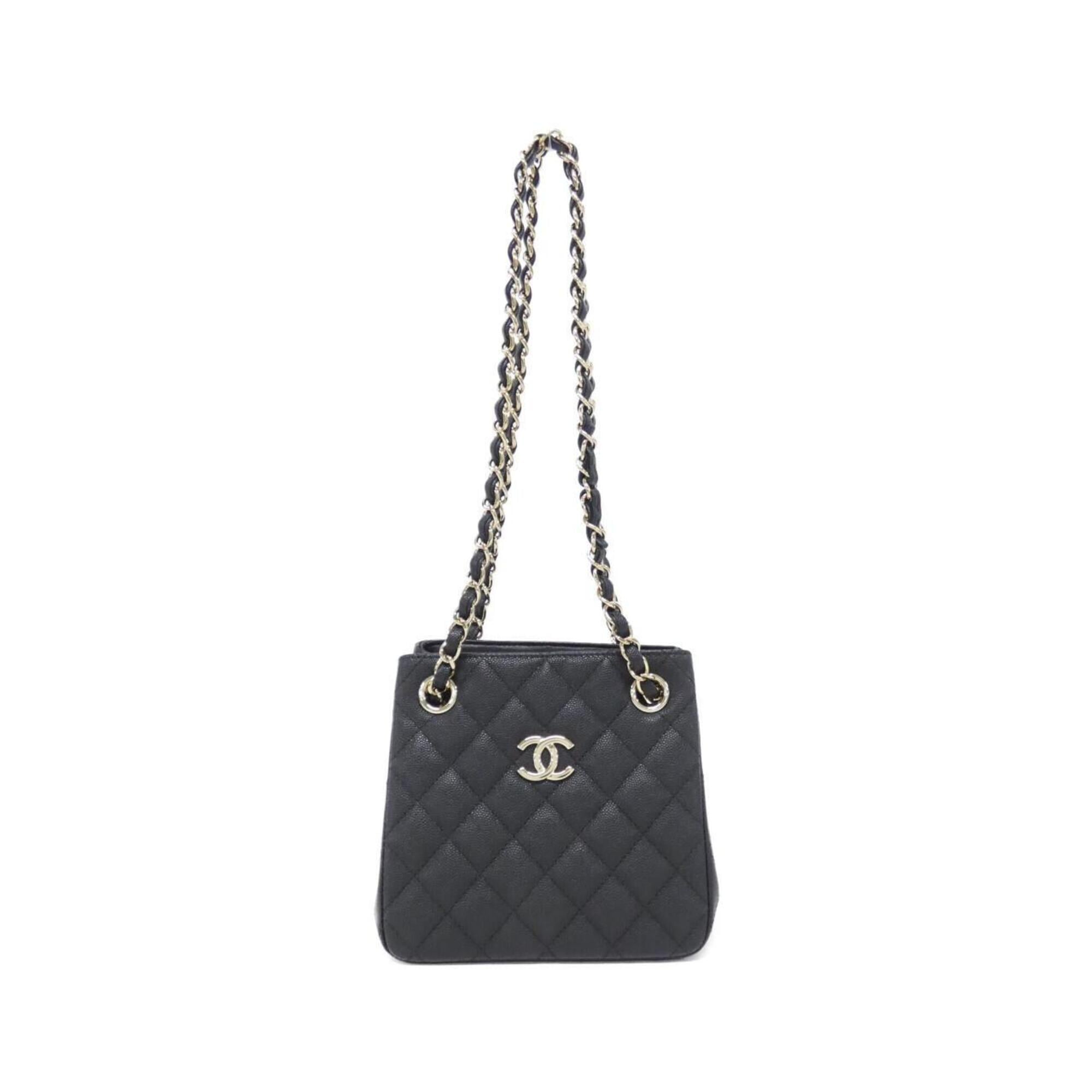 Chanel Black Grained Calfskin Shoulder Bag (Pre-Owned)