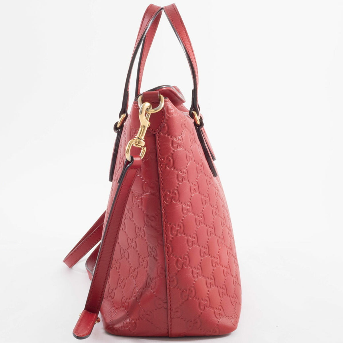 Gucci Red Color Leather Tote Bag (Pre-Owned)