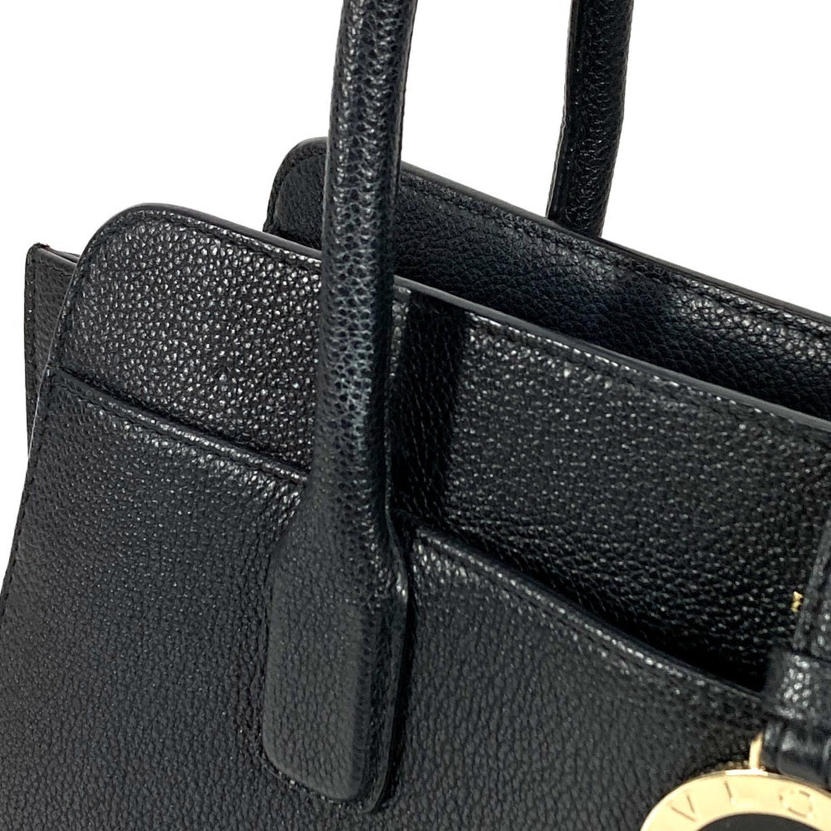 Bvlgari Black Leather Shoulder Bag Tote Bag (Pre-Owned)