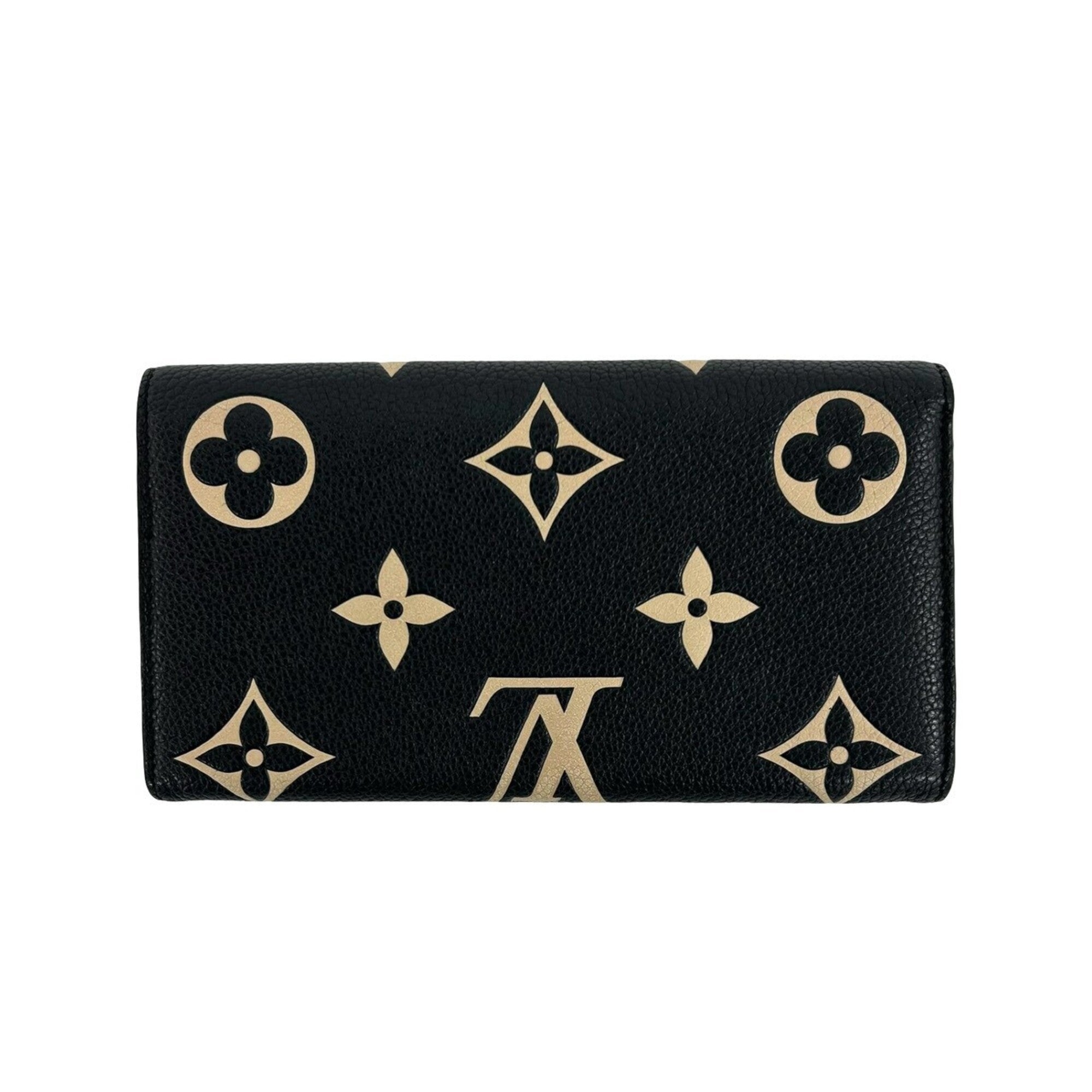 Louis Vuitton Black Leather Long Wallet (Bi-Fold) (Pre-Owned)