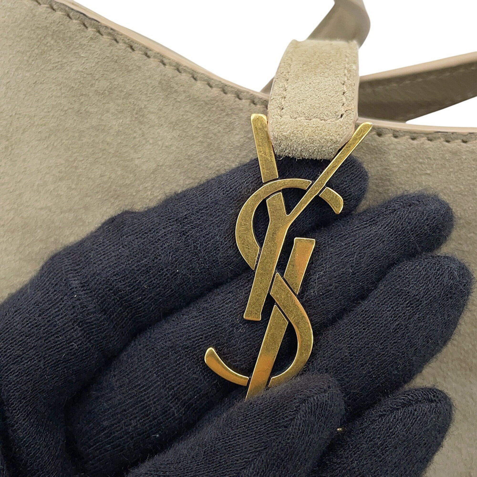 Yves Saint Laurent Beige Suede Handbag Shoulder Bag (Pre-Owned)