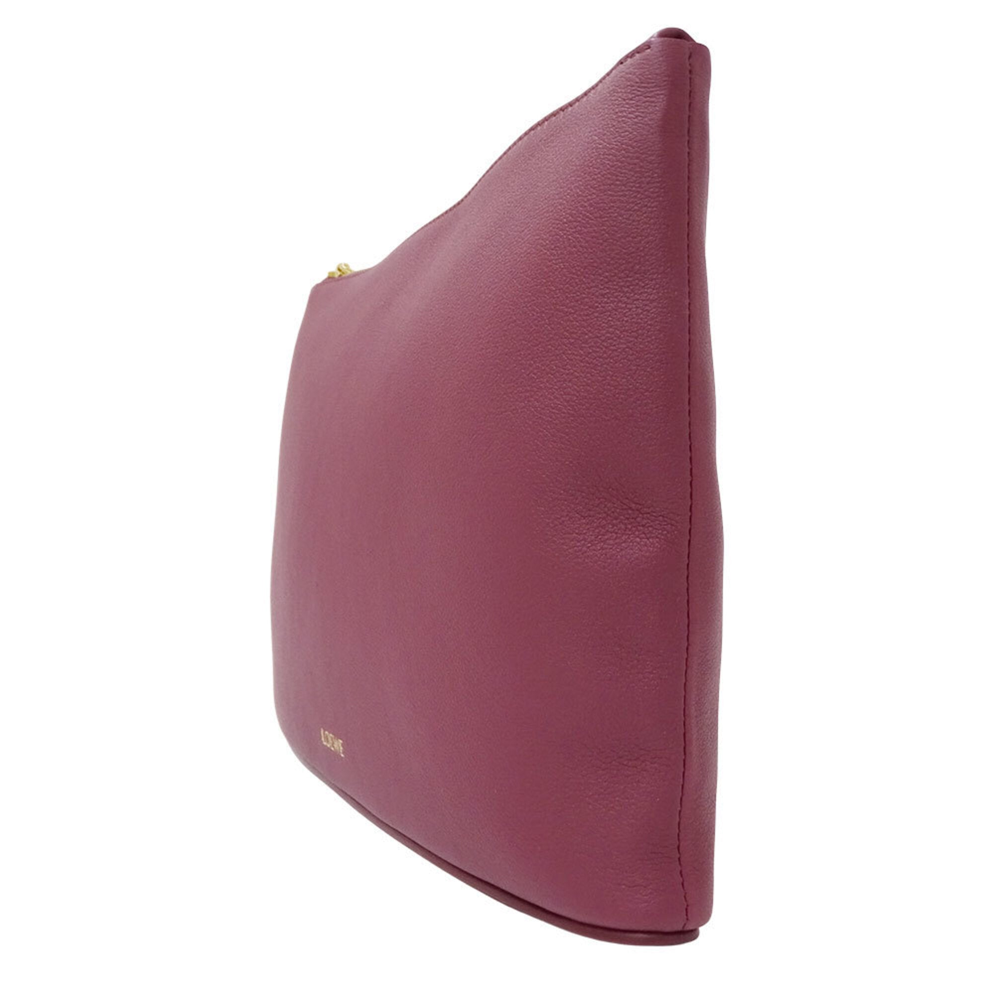 Loewe Bordeaux Leather Clutch Bag Handbag (Pre-Owned)