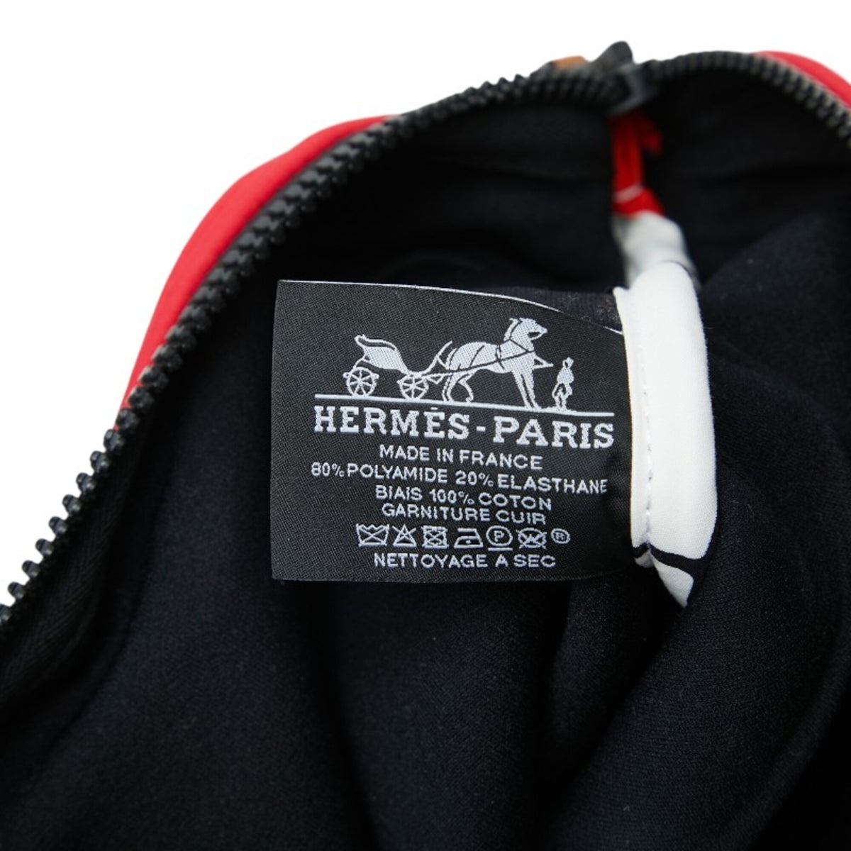 Hermes Red Color White Polyamide Clutch Bag Handbag Pouch (Pre-Owned)