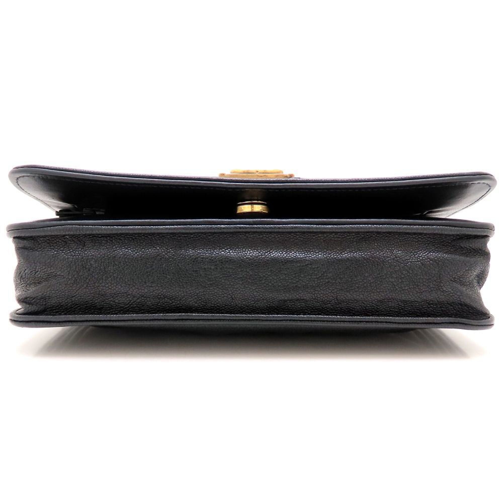 Chanel Boy Chanel Black Grained Calfskin Shoulder Bag (Pre-Owned)