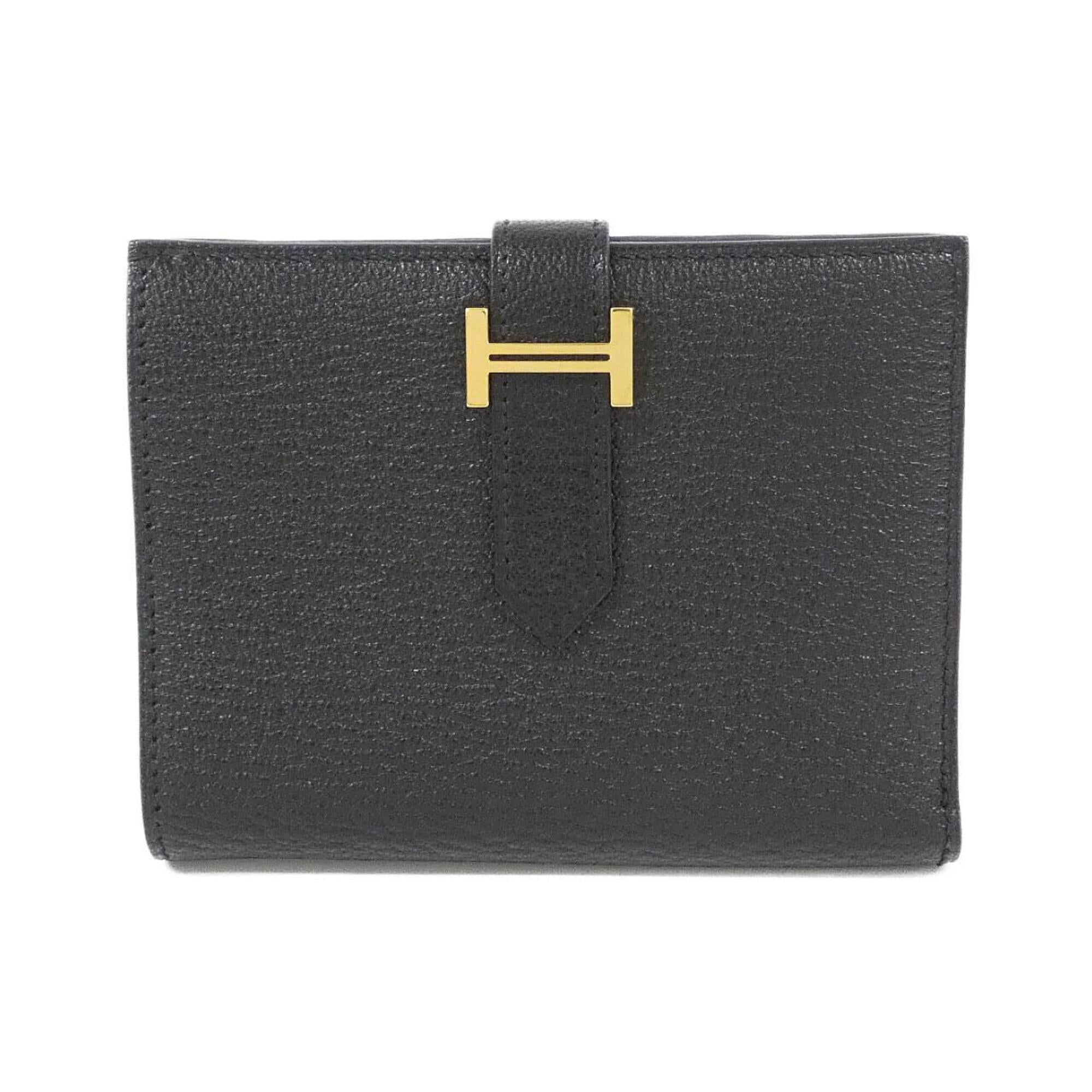Hermes Black Chevre Leather Wallet (Bi-Fold) (Pre-Owned)