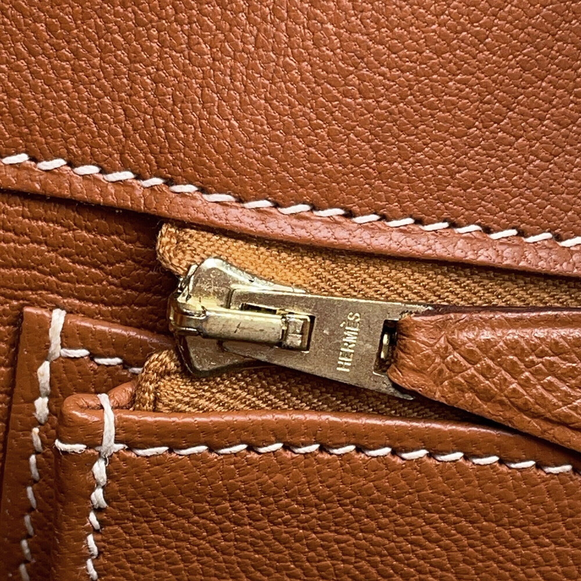 Hermes Beige Gold Gold Brown Courchevel Leather Handbag (Pre-Owned)
