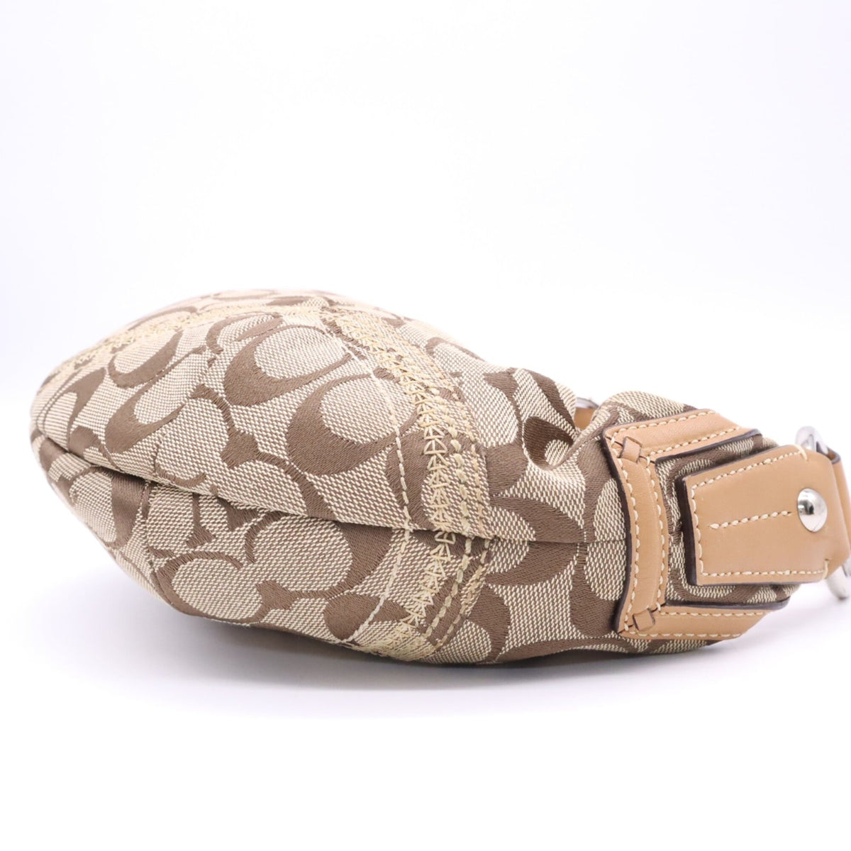 Coach Beige Brown Signature Line Handbag (Pre-Owned)