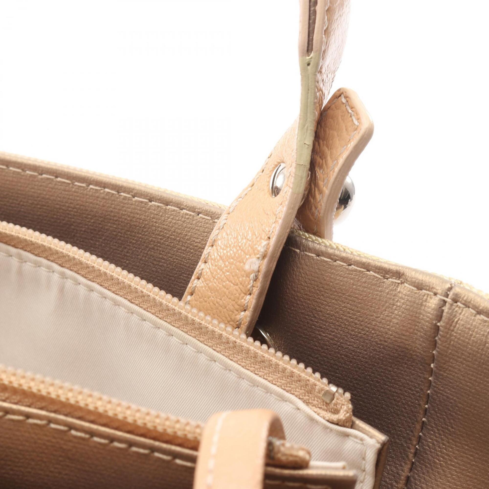 Chanel Gold Coated Canvas Leather Handbag Tote Bag (Pre-Owned)