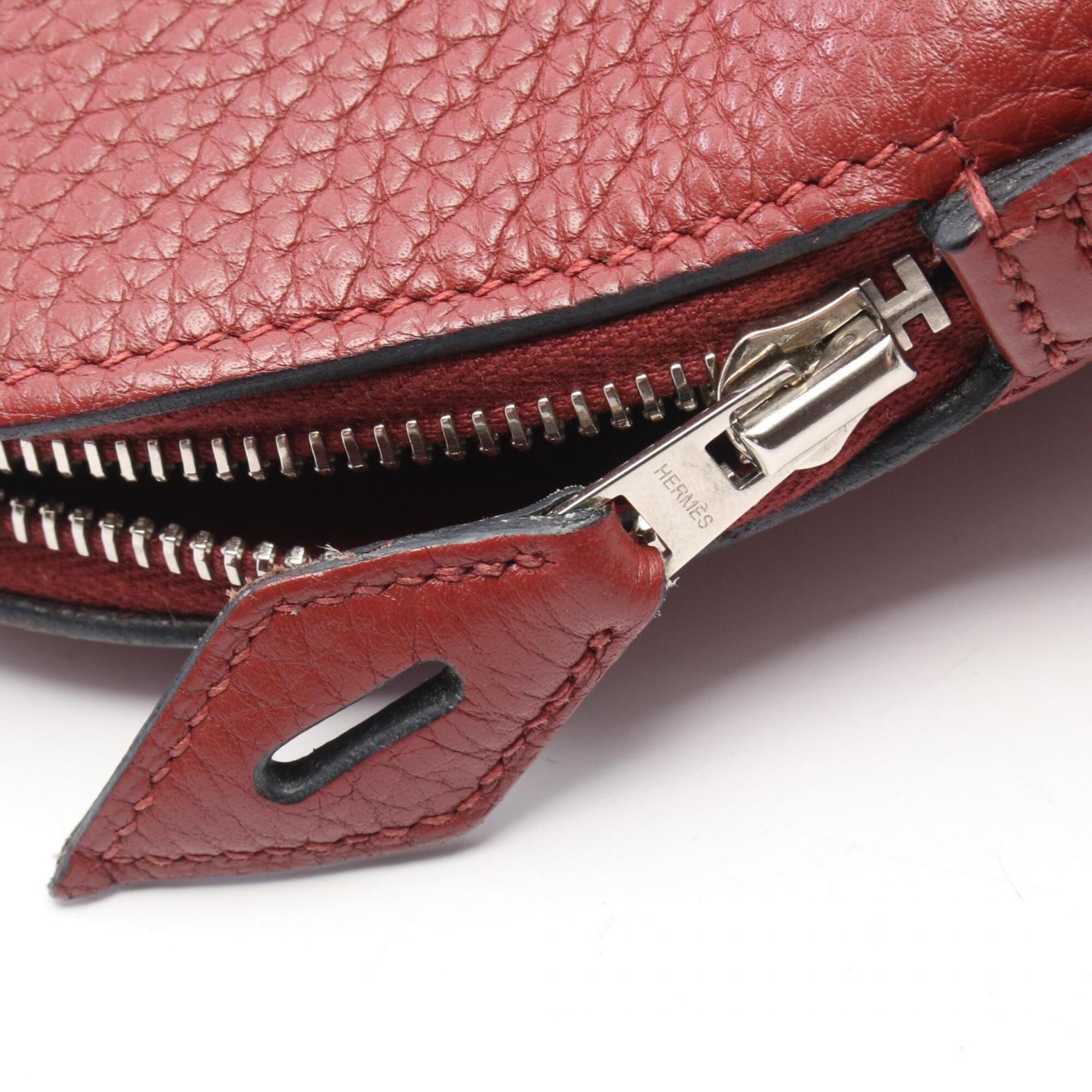 Hermes Bordeaux Ruby Taurillon Clemence Leather Leather Handbag (Pre-Owned)