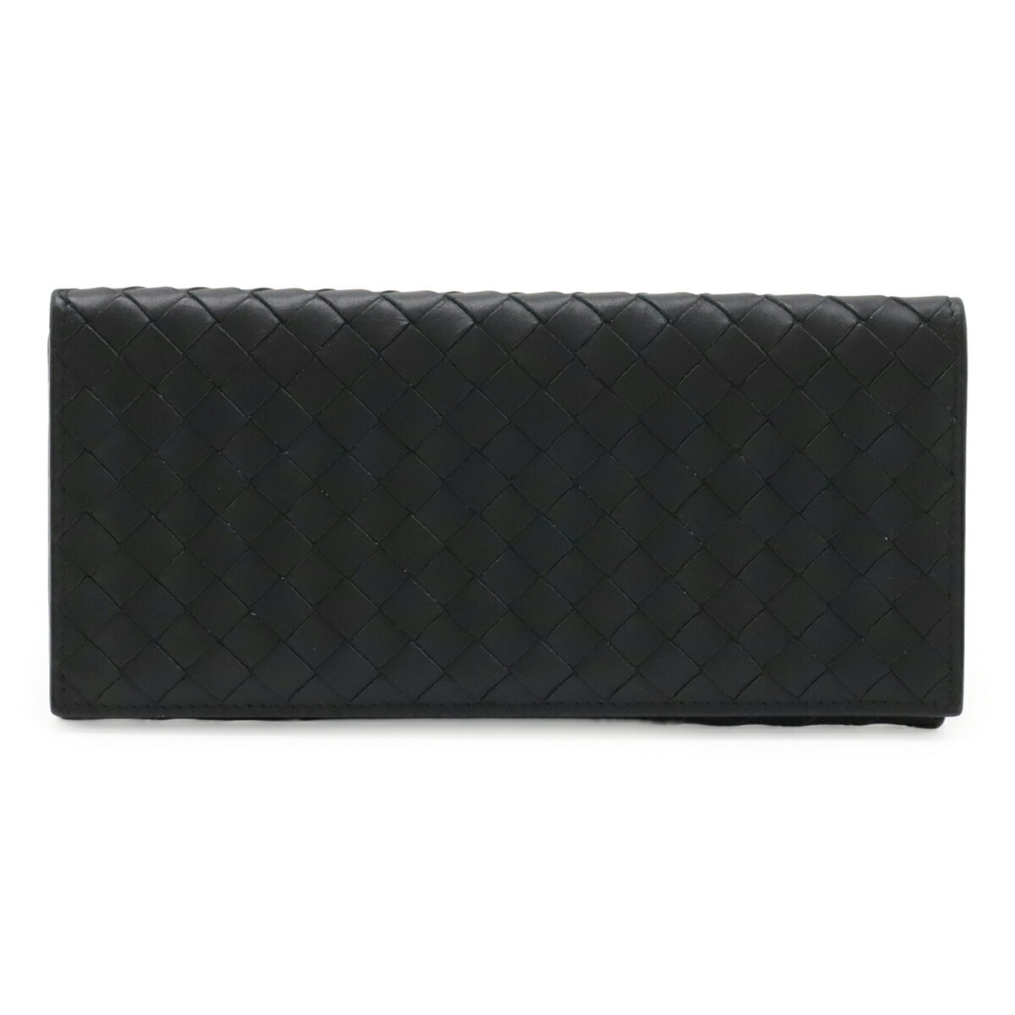 Bottega Veneta Intrecciato Black Leather Long Bill Wallet (Bi-Fold) (Pre-Owned)