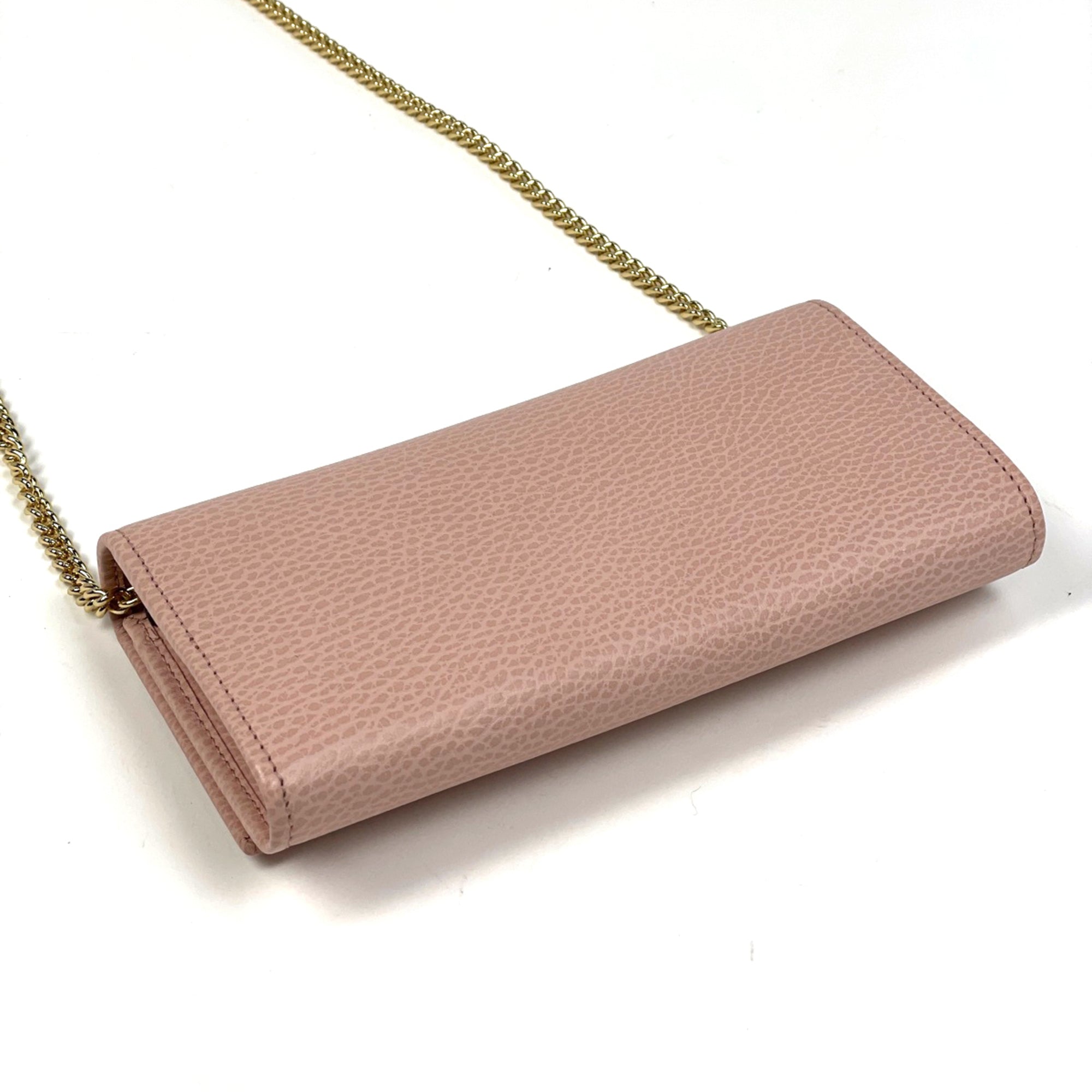 Gucci Pink Leather Chain/Shoulder Wallet (Pre-Owned)