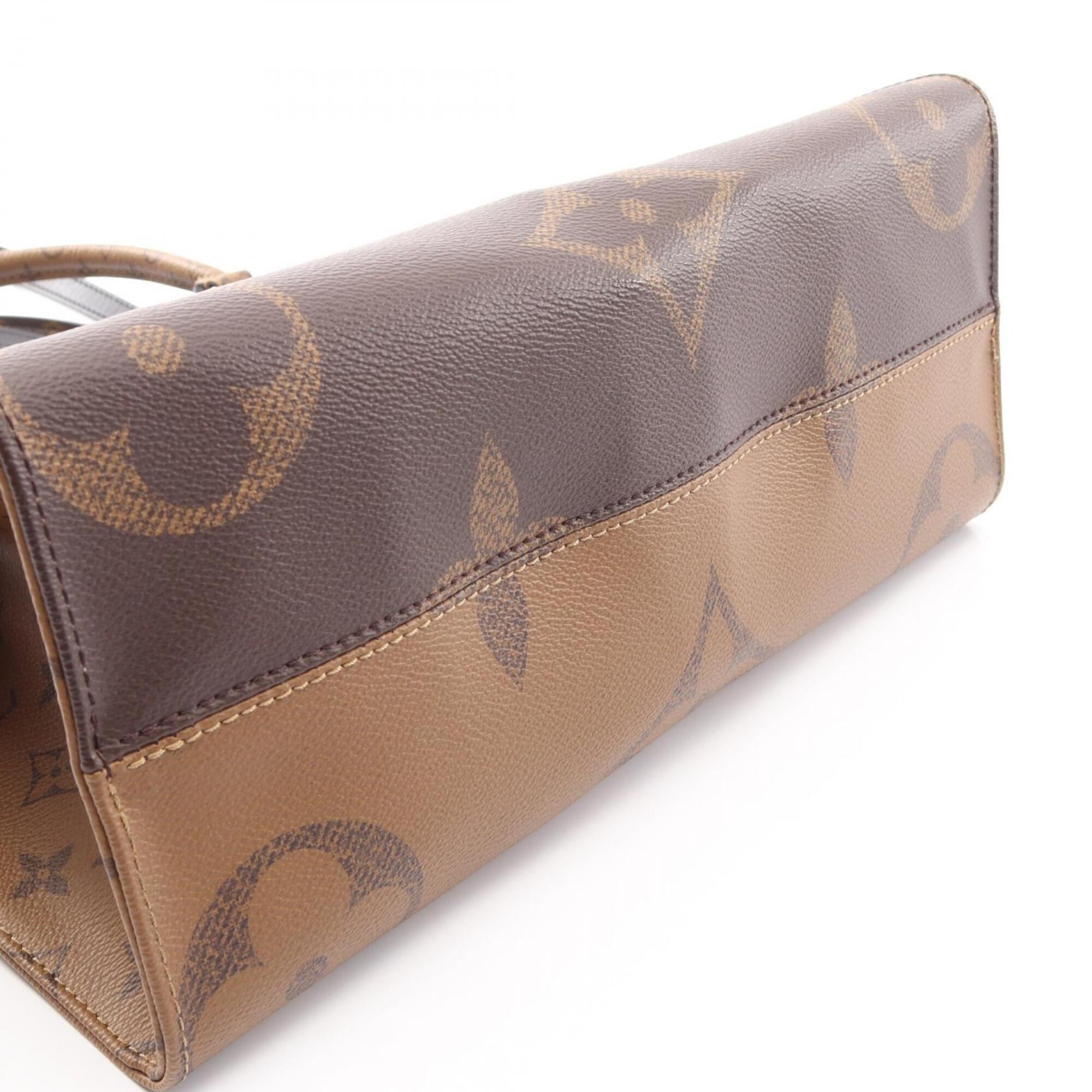 Louis Vuitton Beige Brown Coated Canvas Leather Handbag Tote Bag (Pre-Owned)
