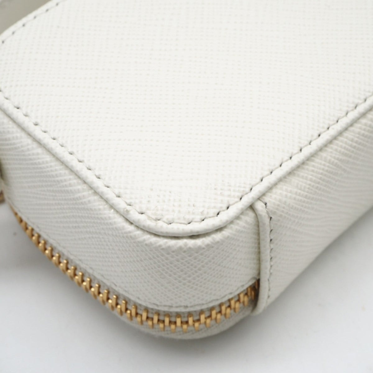 Prada Saffiano White Saffiano Pouch Shoulder Bag (Pre-Owned)