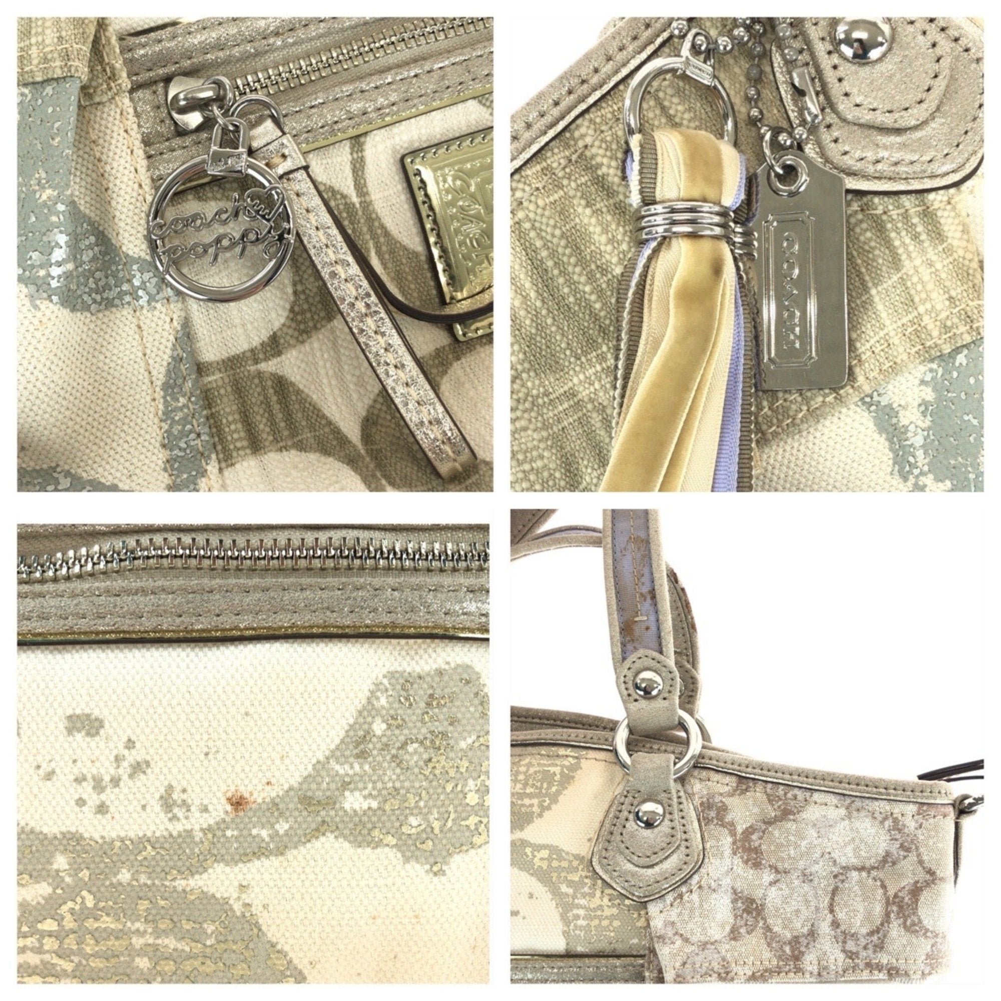 Coach Ivory Signature Line Handbag Tote Bag (Pre-Owned)