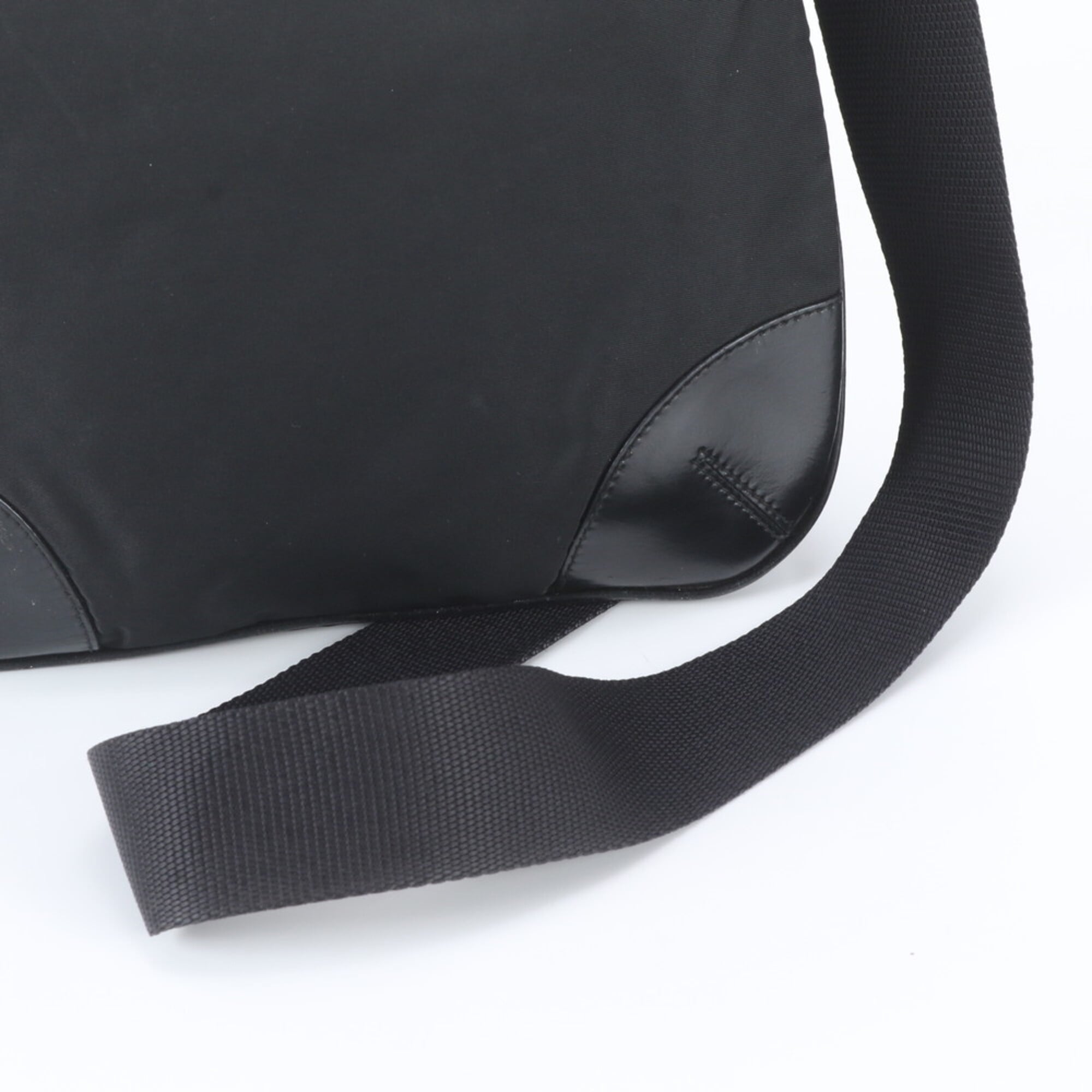 Prada Black Nylon Leather Handbag Shoulder Bag Tote Bag (Pre-Owned)