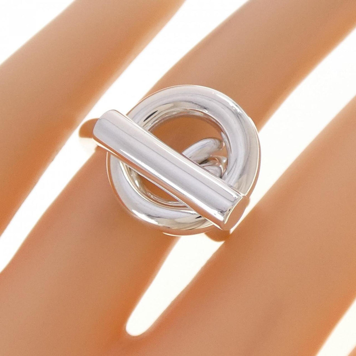 Hermes Silver Silver 925 Band Ring (Pre-Owned)