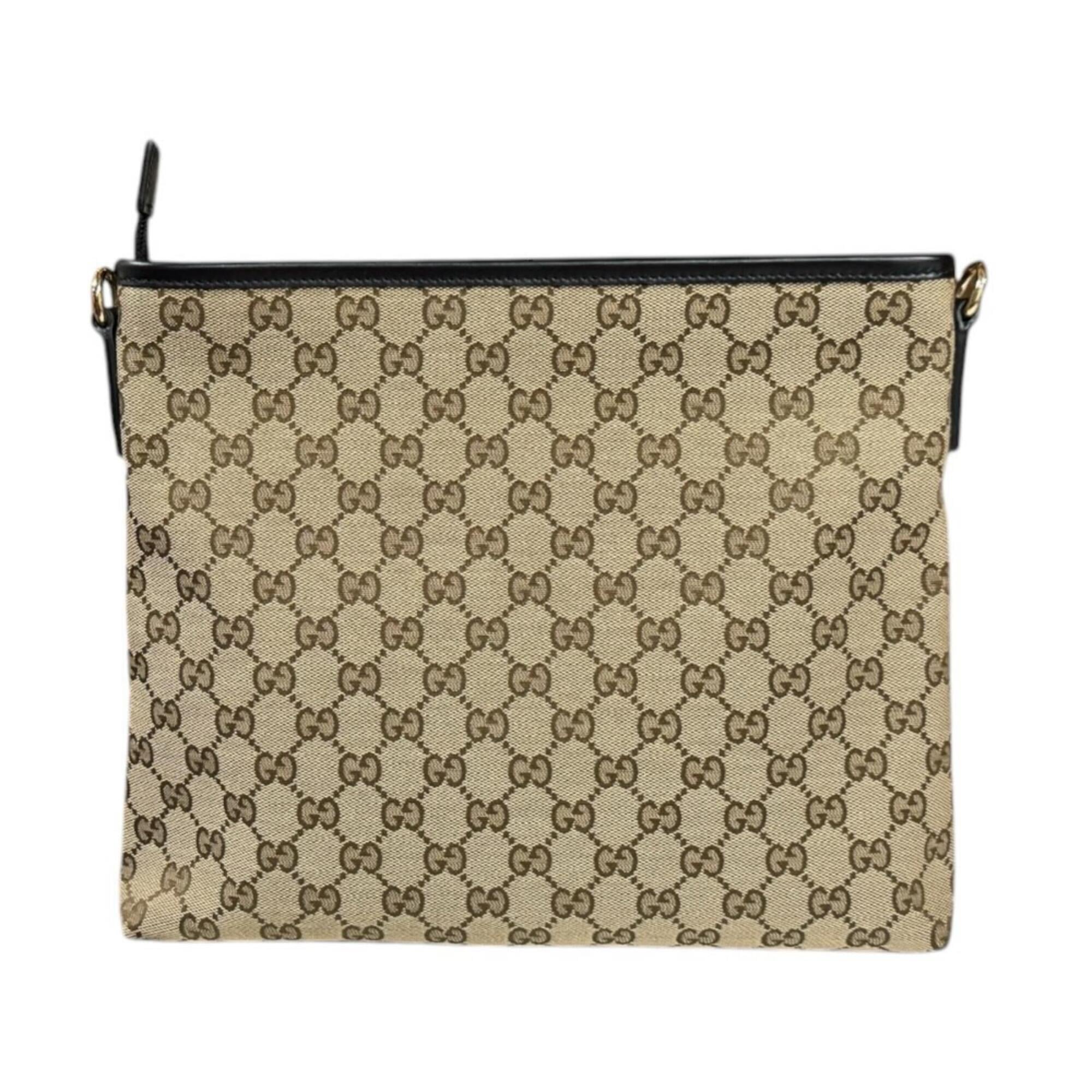 Gucci Beige Brown Gg Canvas Shoulder Bag (Pre-Owned)