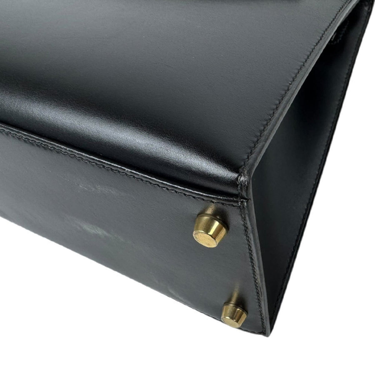 Hermes Black Box Calf Leather Handbag Shoulder Bag (Pre-Owned)