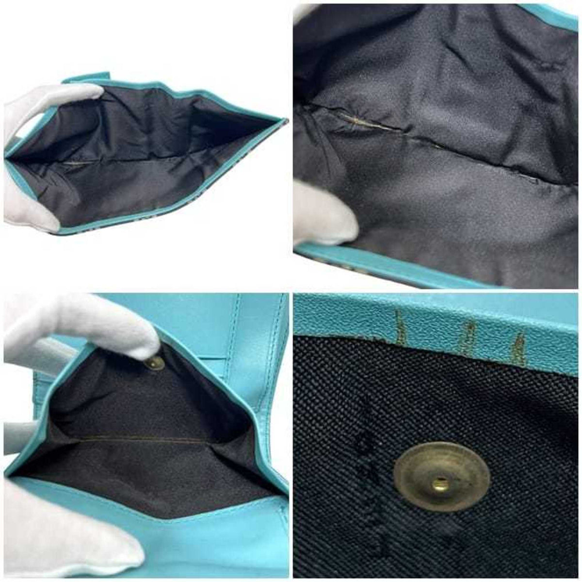 Fendi Zucchino Black Blue Canvas Leather Wallet (Tri-Fold) (Pre-Owned)
