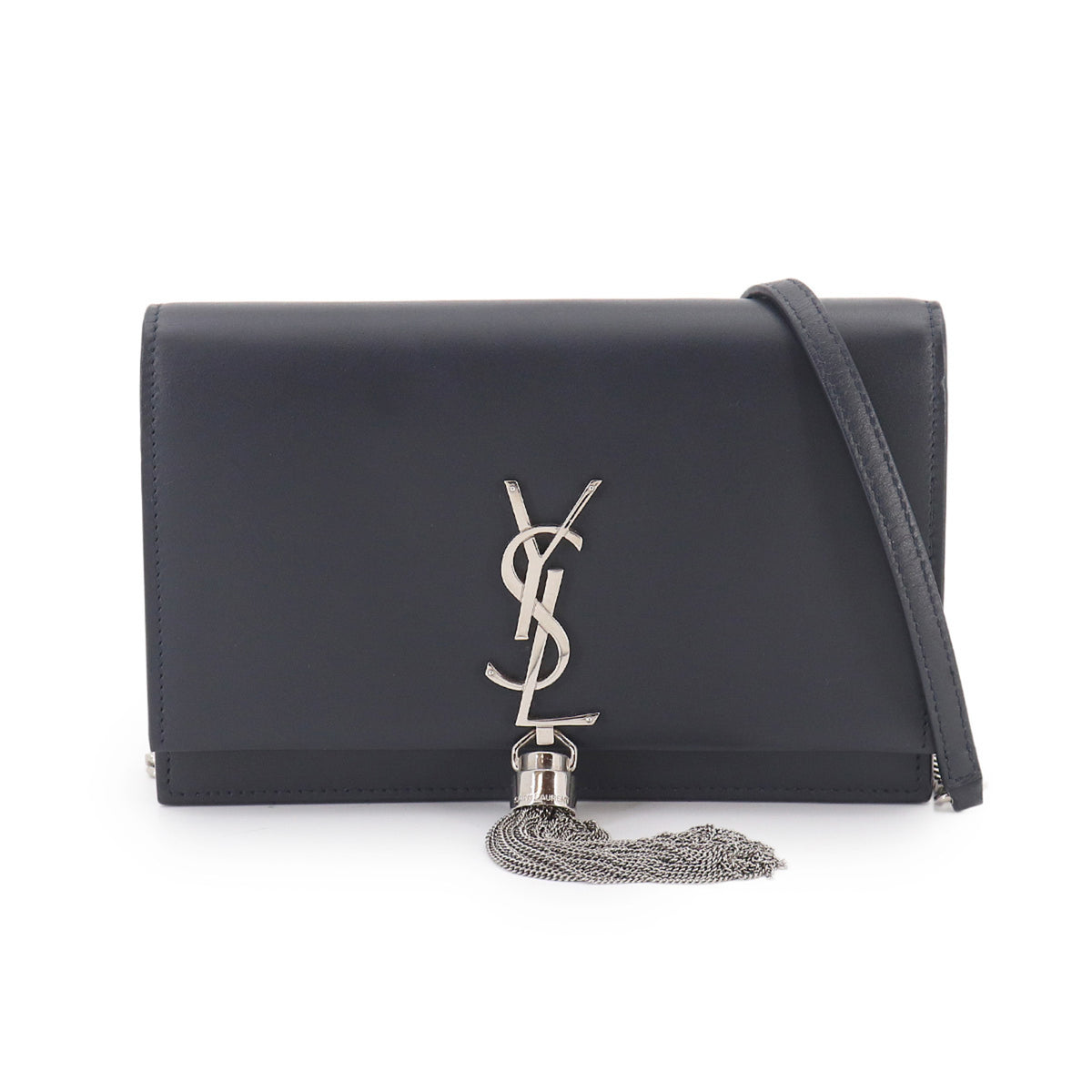 Saint Laurent Navy Leather Chain/Shoulder Wallet (Pre-Owned)