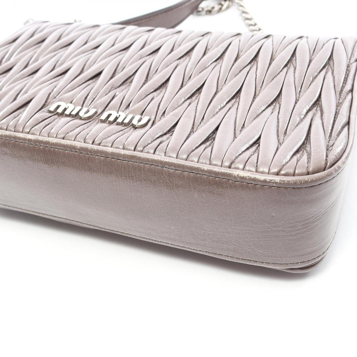 Miu Miu Gray Leather Handbag Shoulder Bag (Pre-Owned)