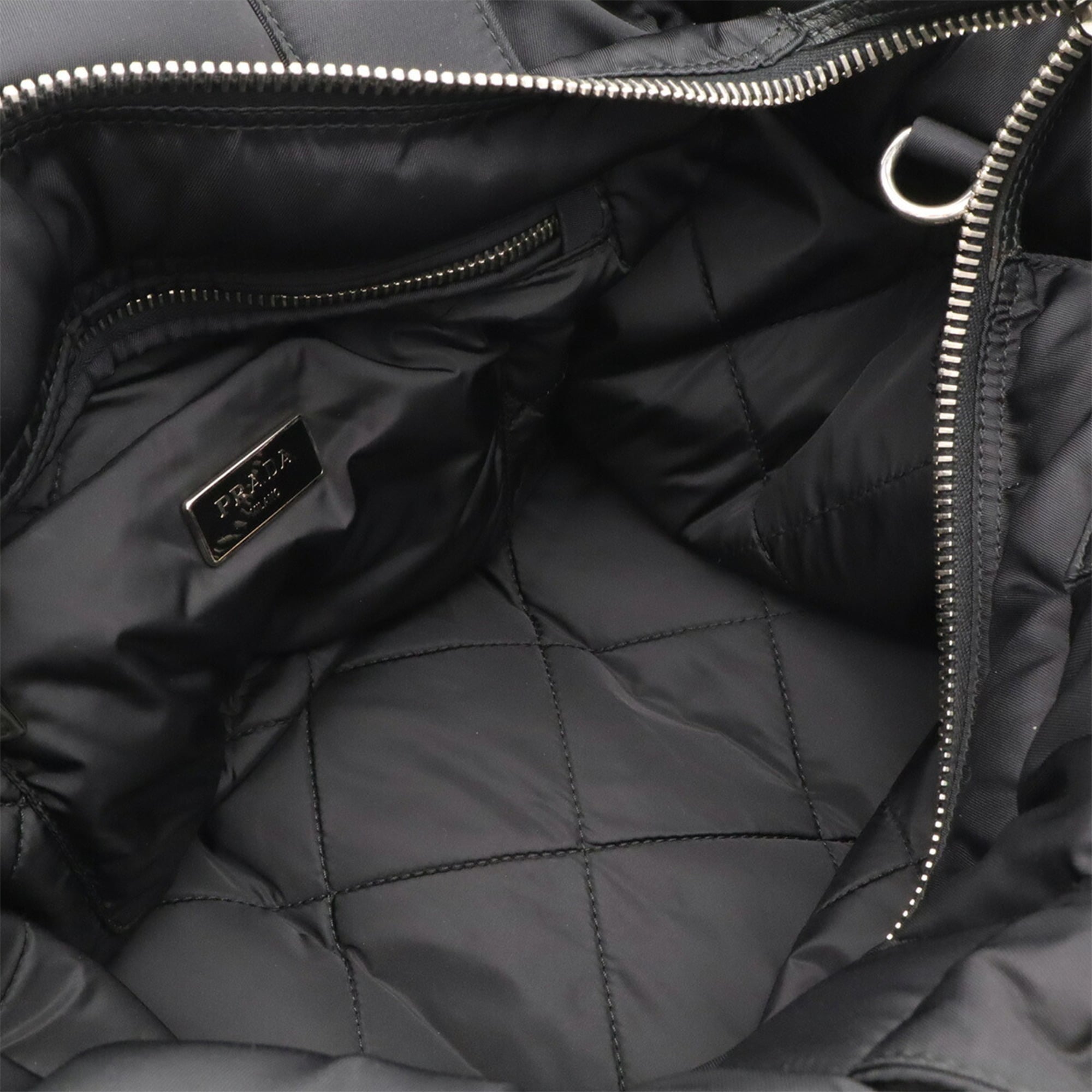 Prada Black Nero Nylon Leather Shoulder Bag Tote Bag (Pre-Owned)