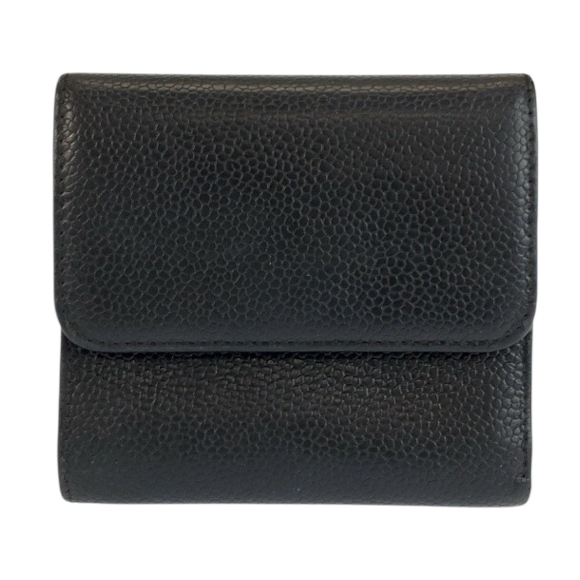 Chanel Black Leather Wallet (Tri-Fold) (Pre-Owned)
